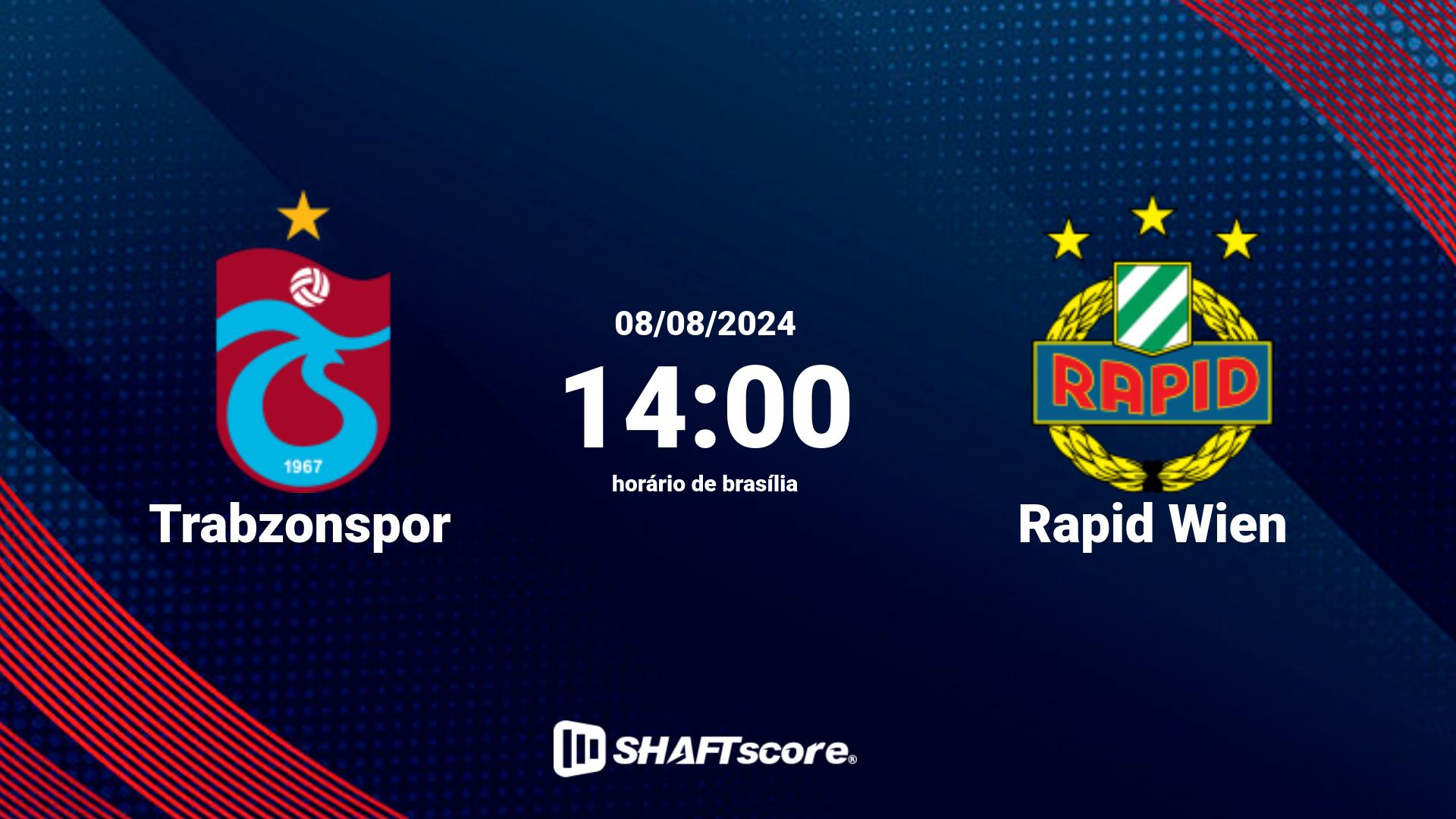 Estatísticas do jogo Trabzonspor vs Rapid Wien 08.08 14:00