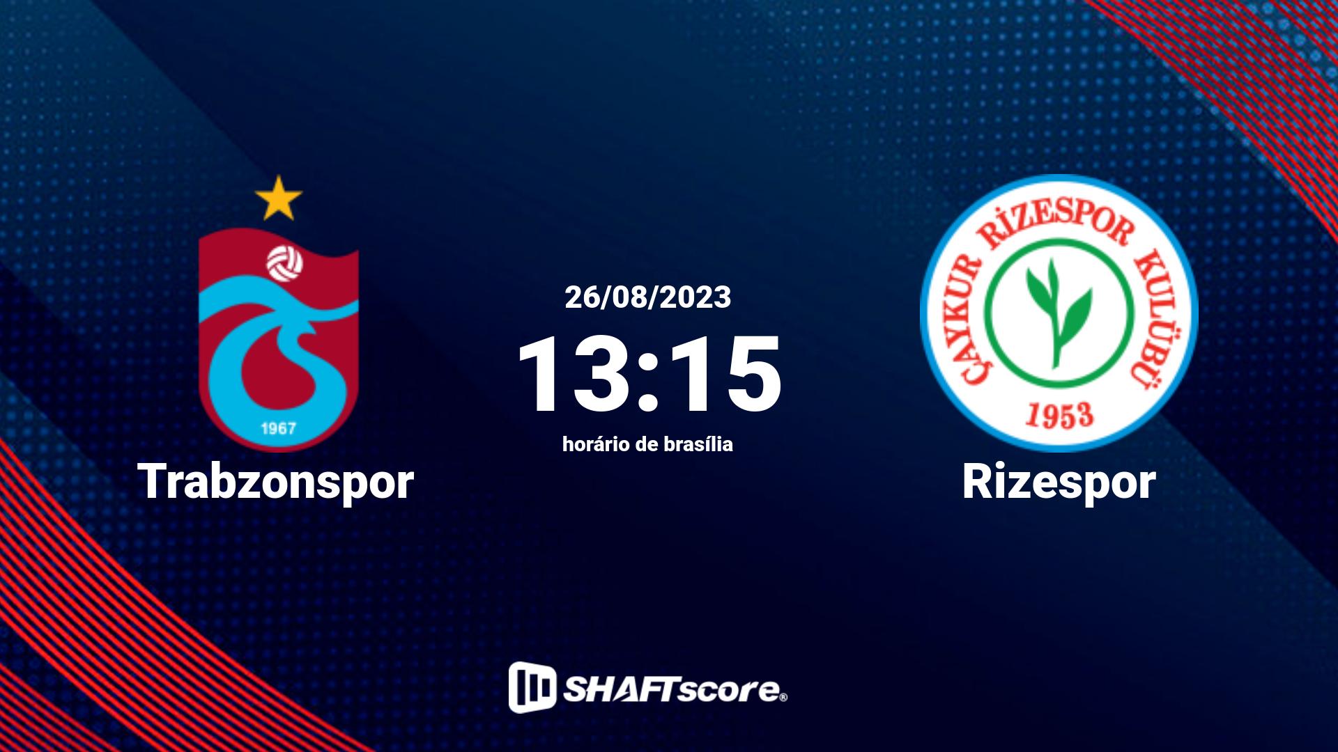 Estatísticas do jogo Trabzonspor vs Rizespor 26.08 13:15