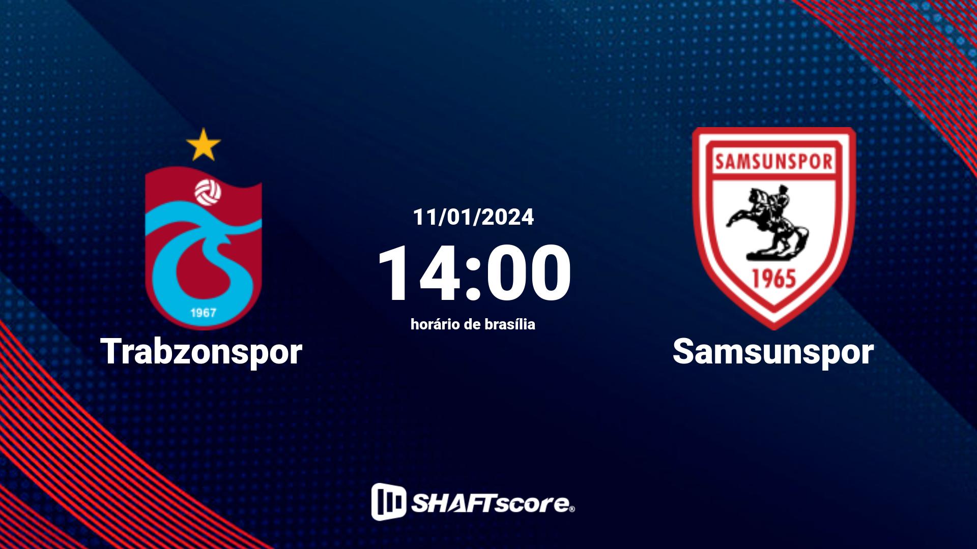 Estatísticas do jogo Trabzonspor vs Samsunspor 11.01 14:00