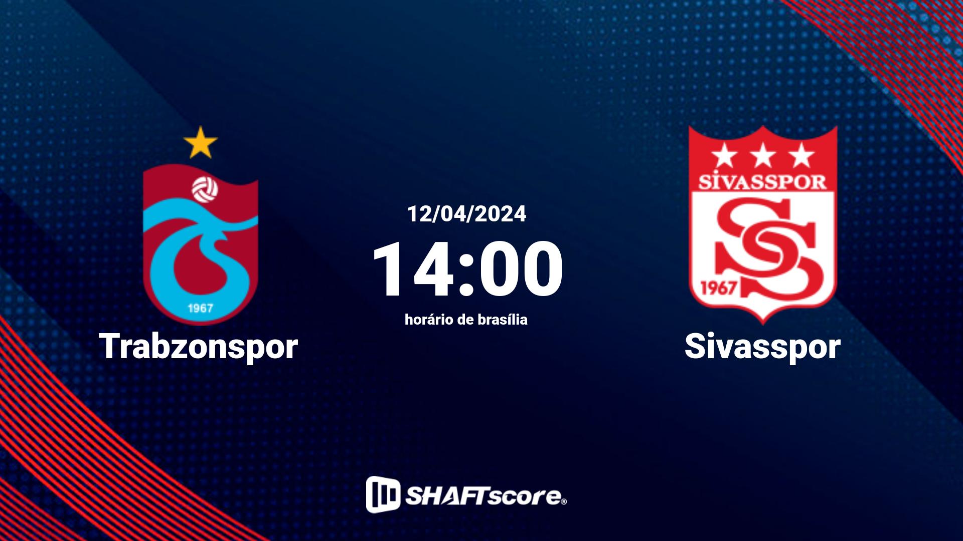 Estatísticas do jogo Trabzonspor vs Sivasspor 12.04 14:00