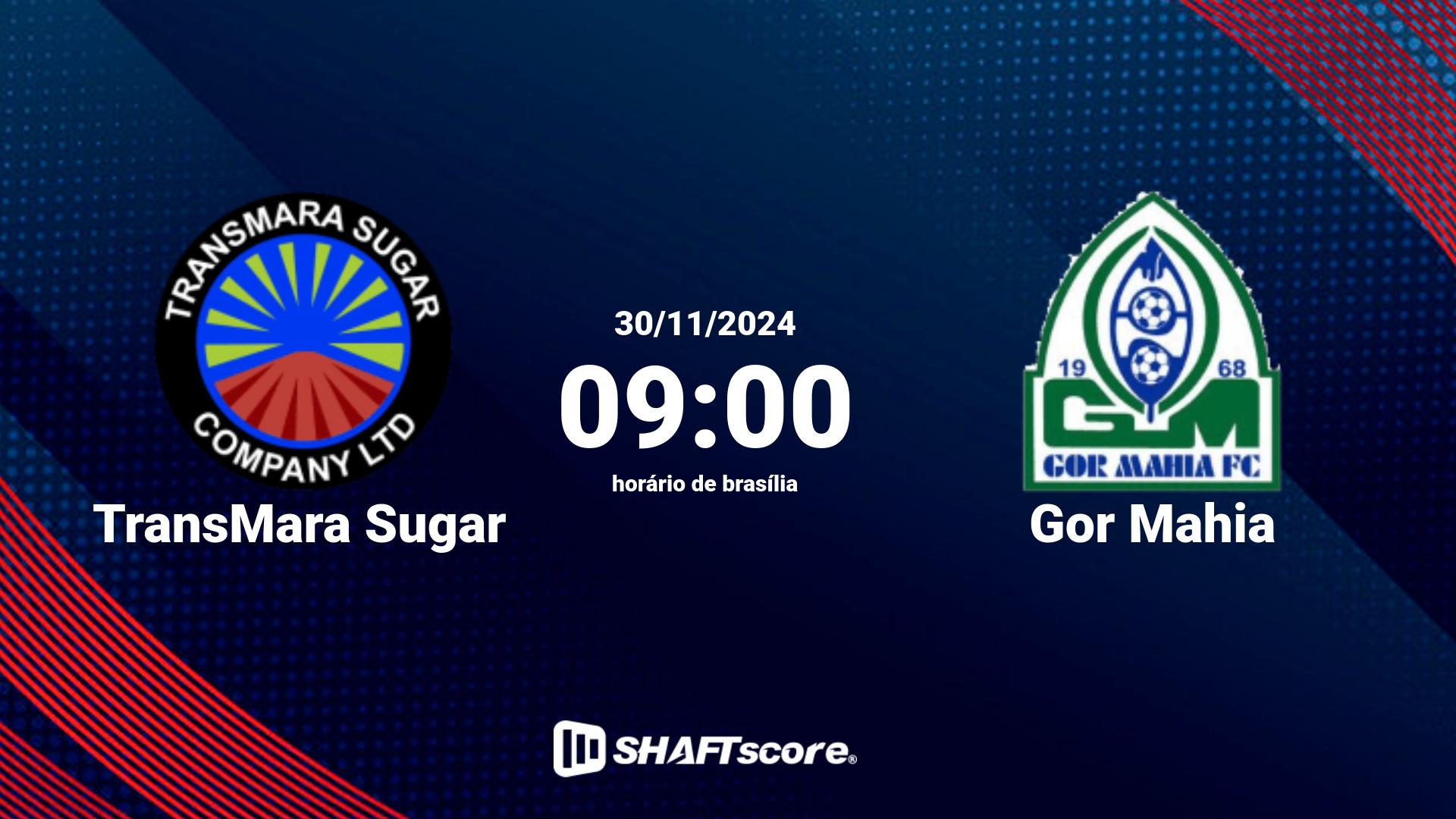 Estatísticas do jogo TransMara Sugar vs Gor Mahia 30.11 09:00