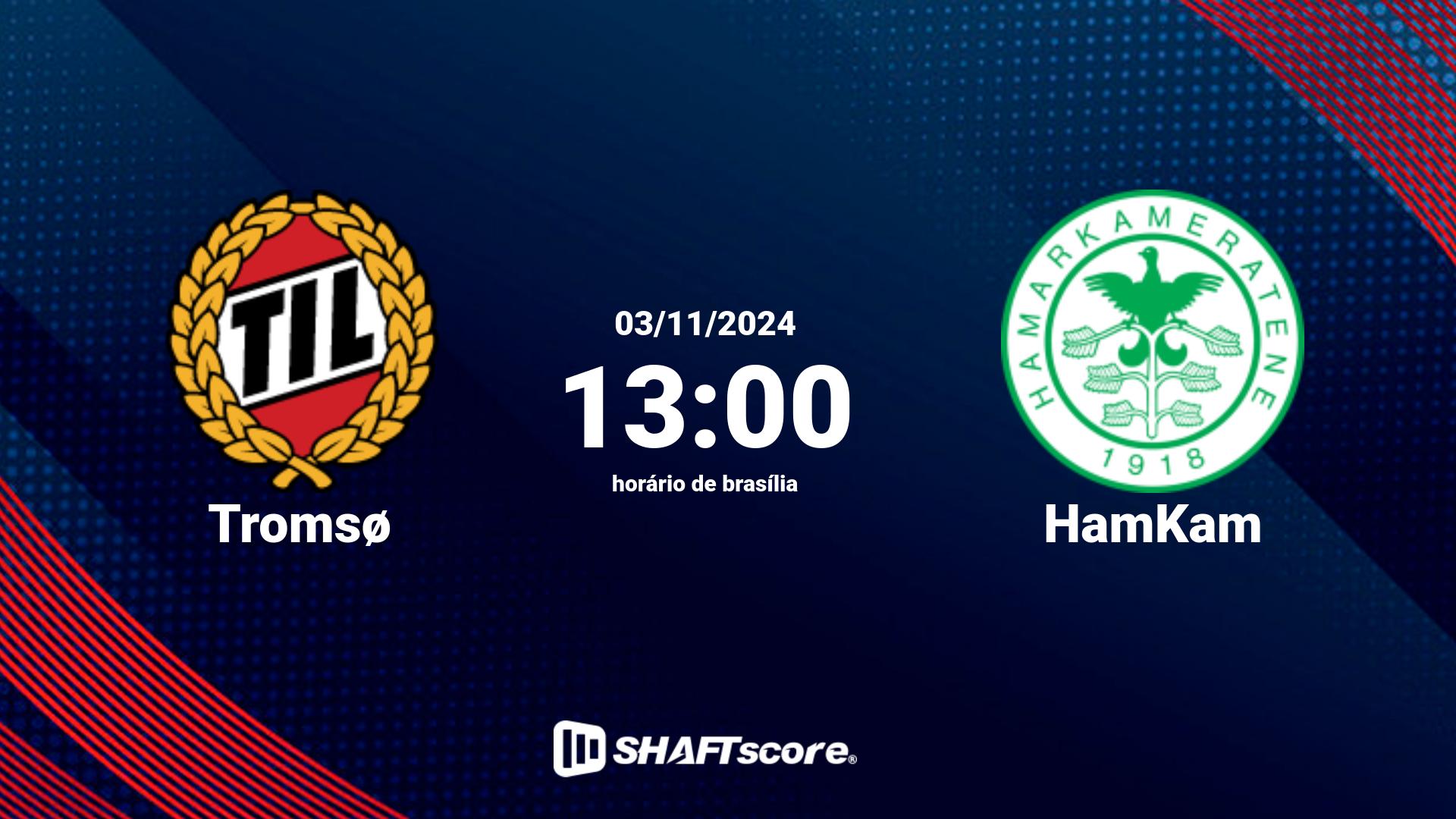 Estatísticas do jogo Tromsø vs HamKam 03.11 13:00