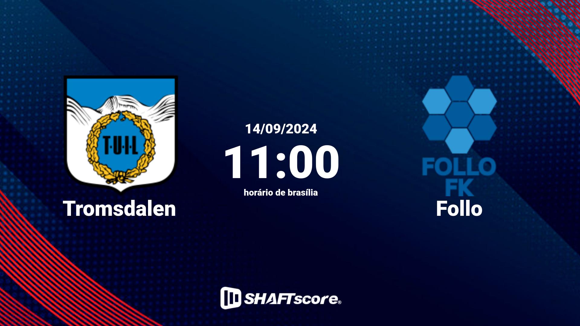 Estatísticas do jogo Tromsdalen vs Follo 14.09 11:00