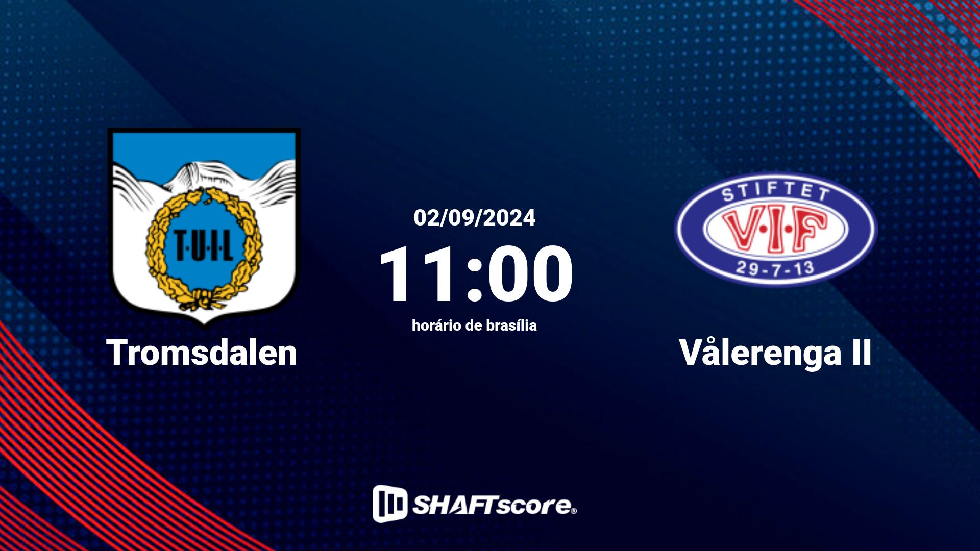 Estatísticas do jogo Tromsdalen vs Vålerenga II 02.09 11:00