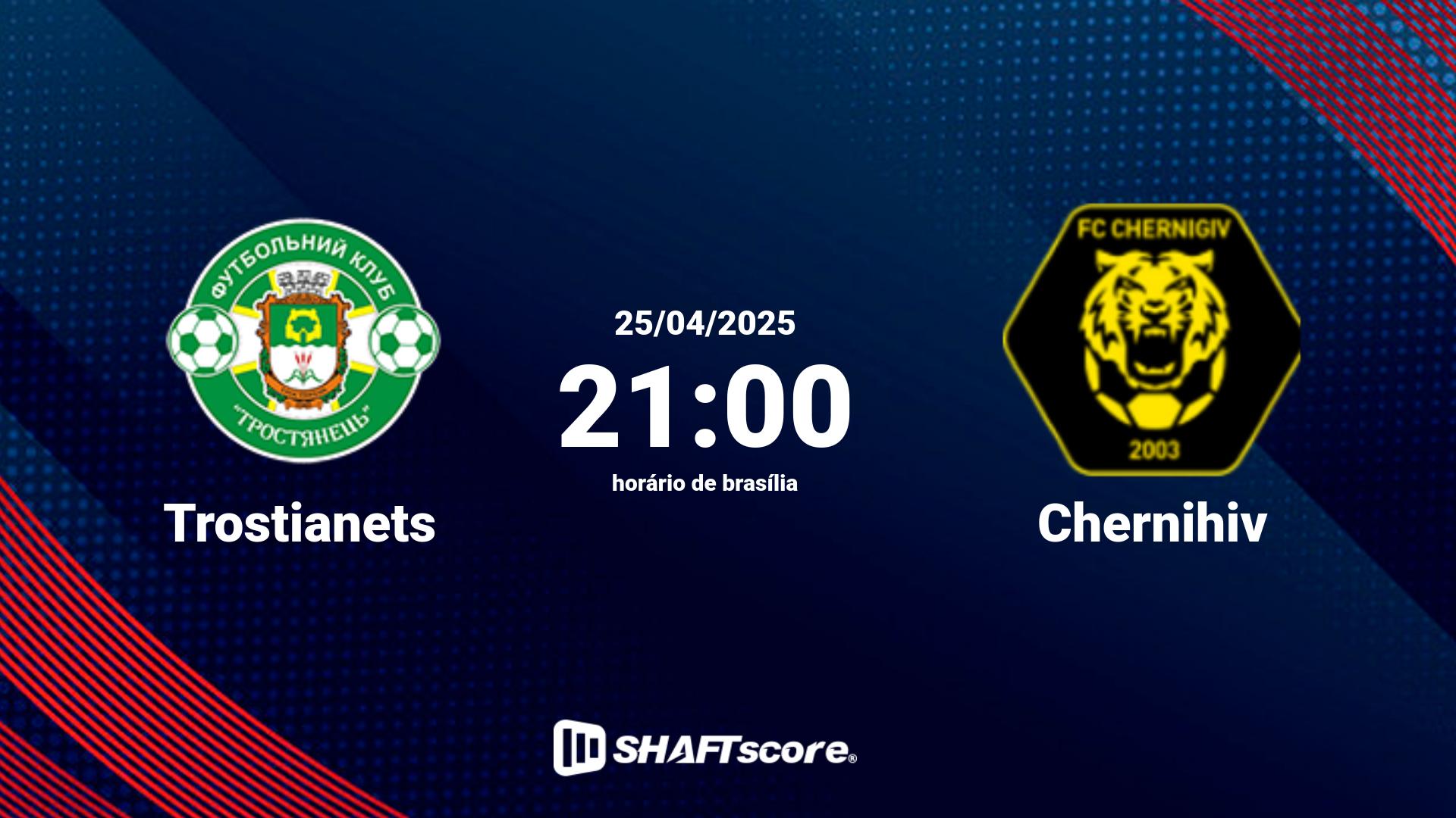 Estatísticas do jogo Trostianets vs Chernihiv 25.04 21:00