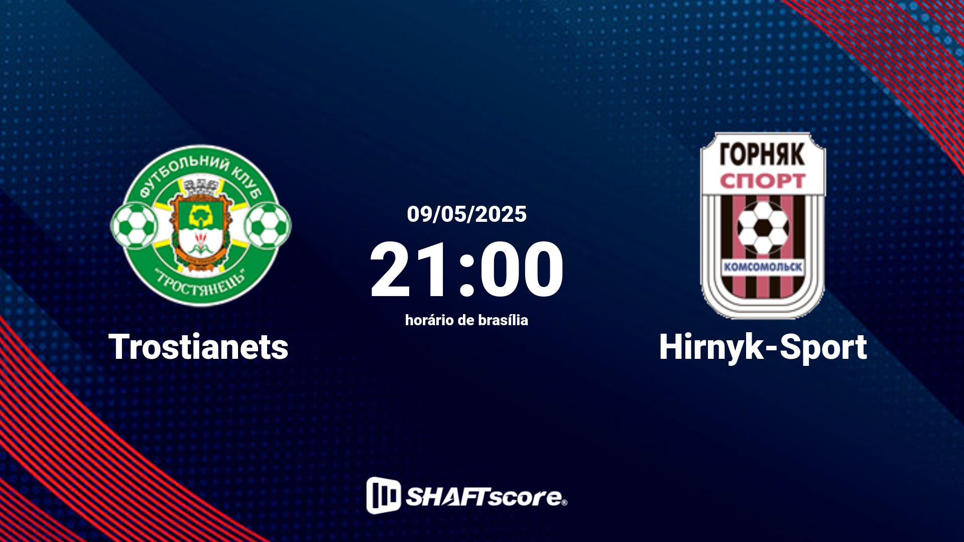 Estatísticas do jogo Trostianets vs Hirnyk-Sport 09.05 21:00