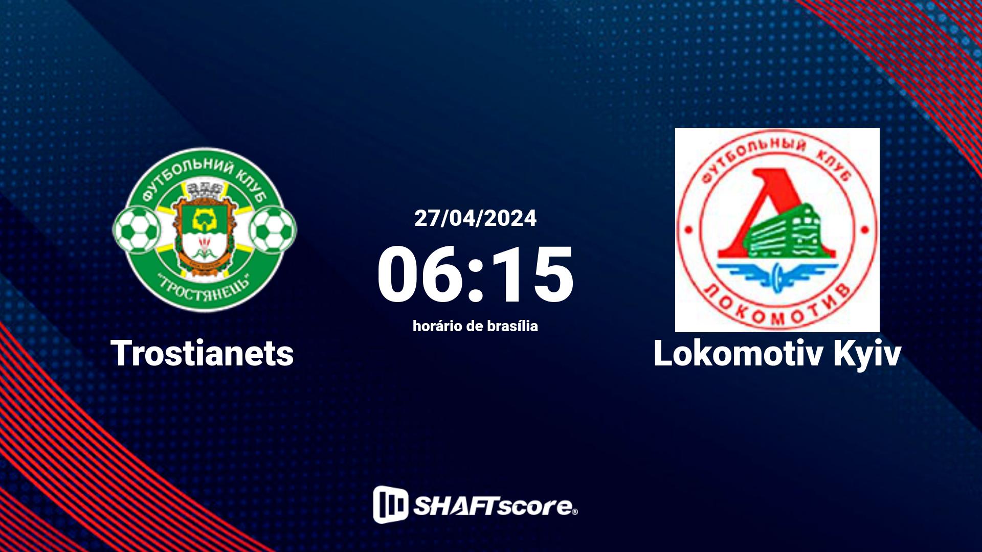 Estatísticas do jogo Trostianets vs Lokomotiv Kyiv 27.04 06:15