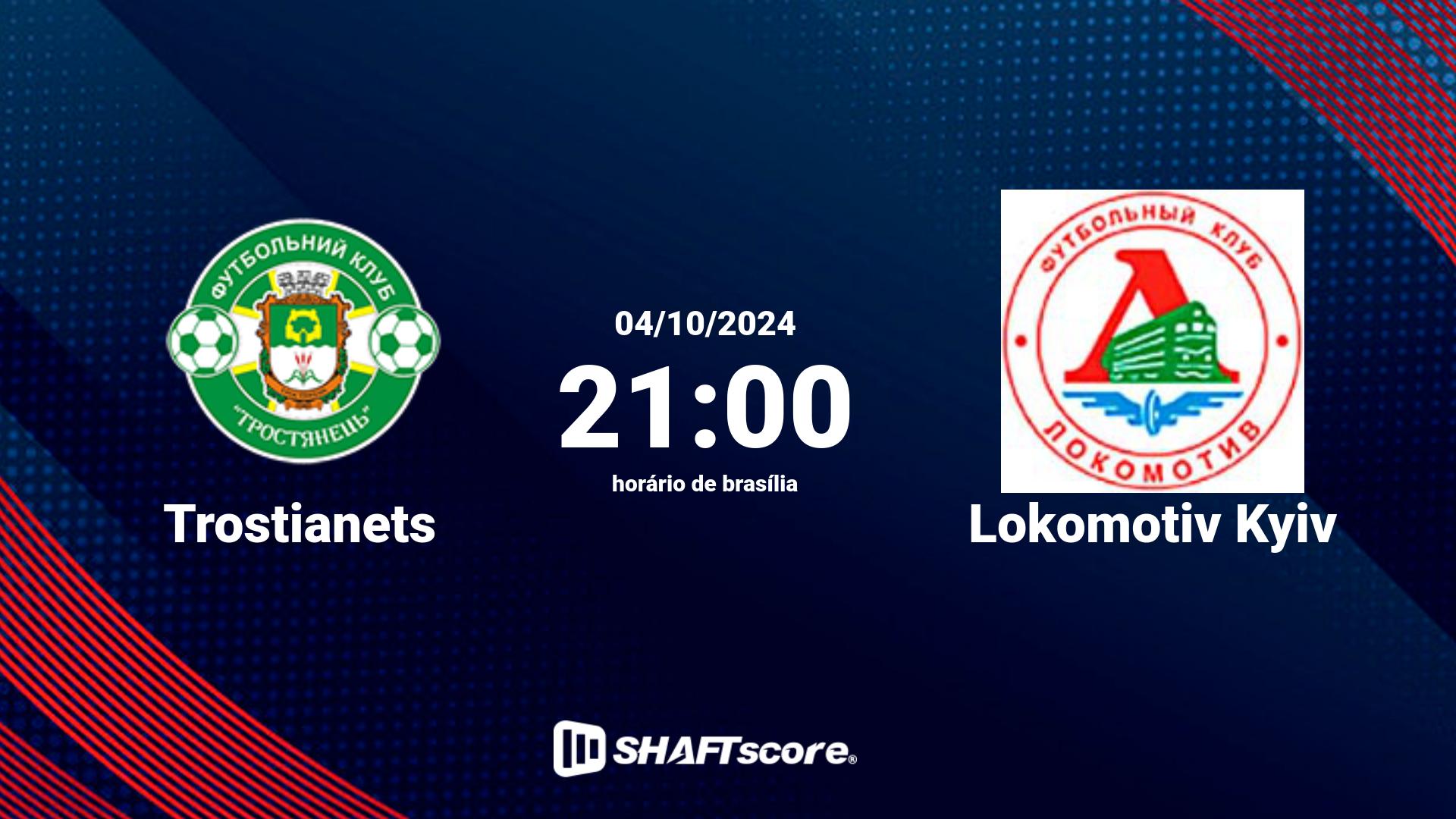 Estatísticas do jogo Trostianets vs Lokomotiv Kyiv 04.10 21:00