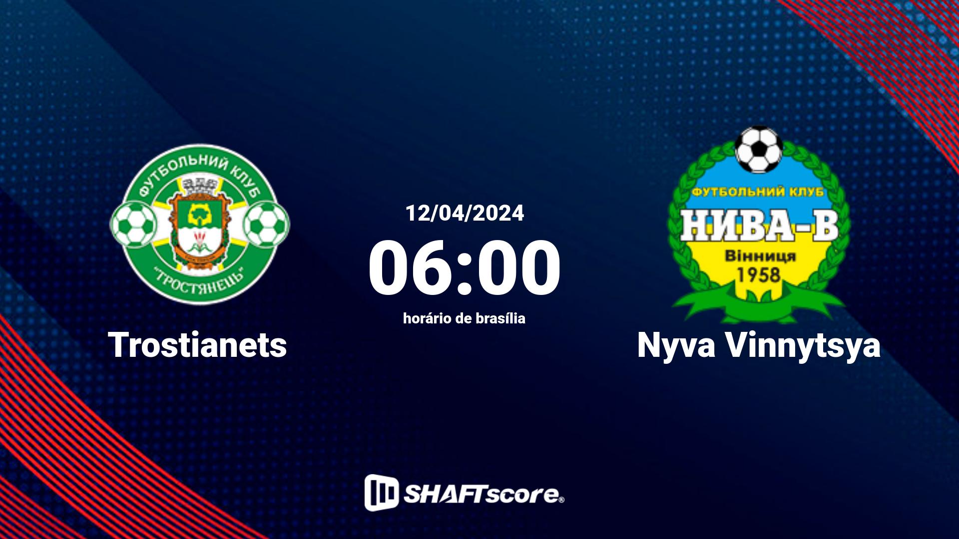 Estatísticas do jogo Trostianets vs Nyva Vinnytsya 12.04 06:00