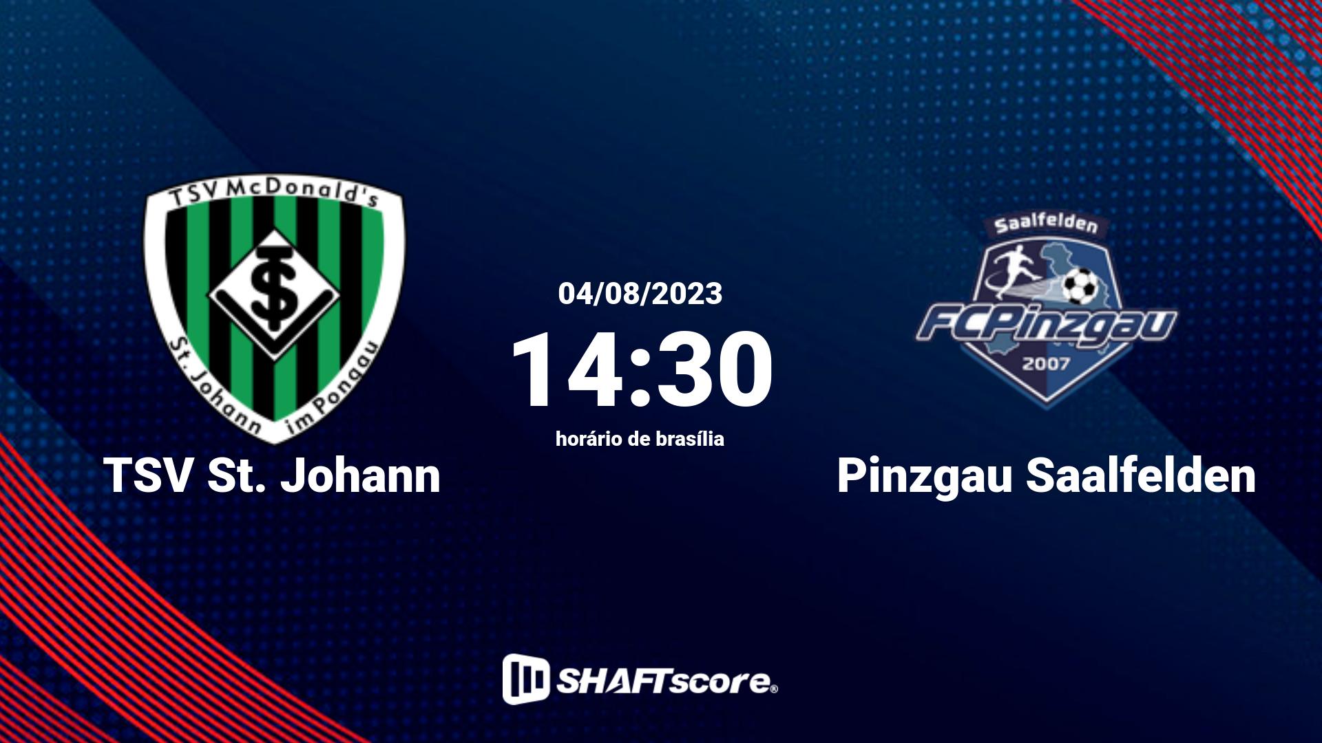 Estatísticas do jogo TSV St. Johann vs Pinzgau Saalfelden 04.08 14:30