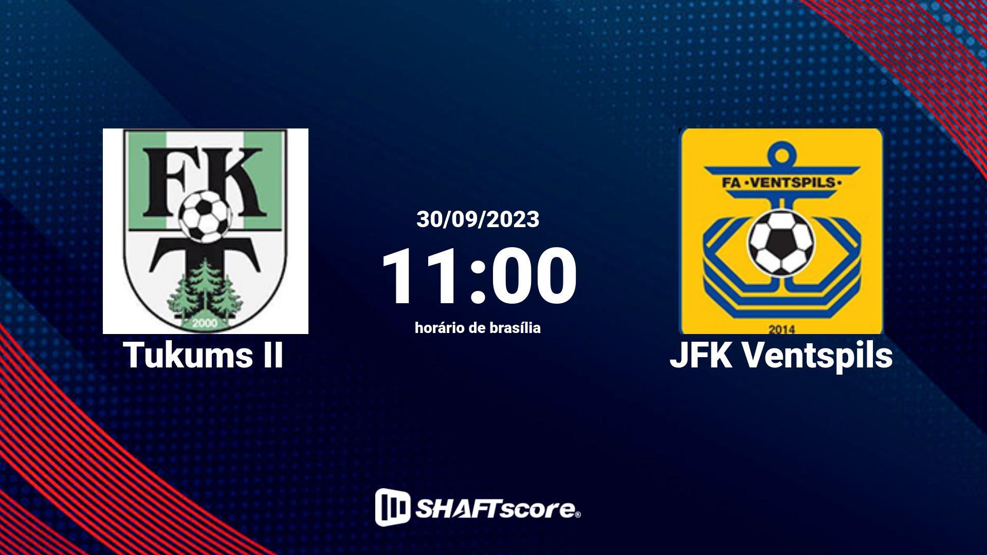 Estatísticas do jogo Tukums II vs JFK Ventspils 30.09 11:00