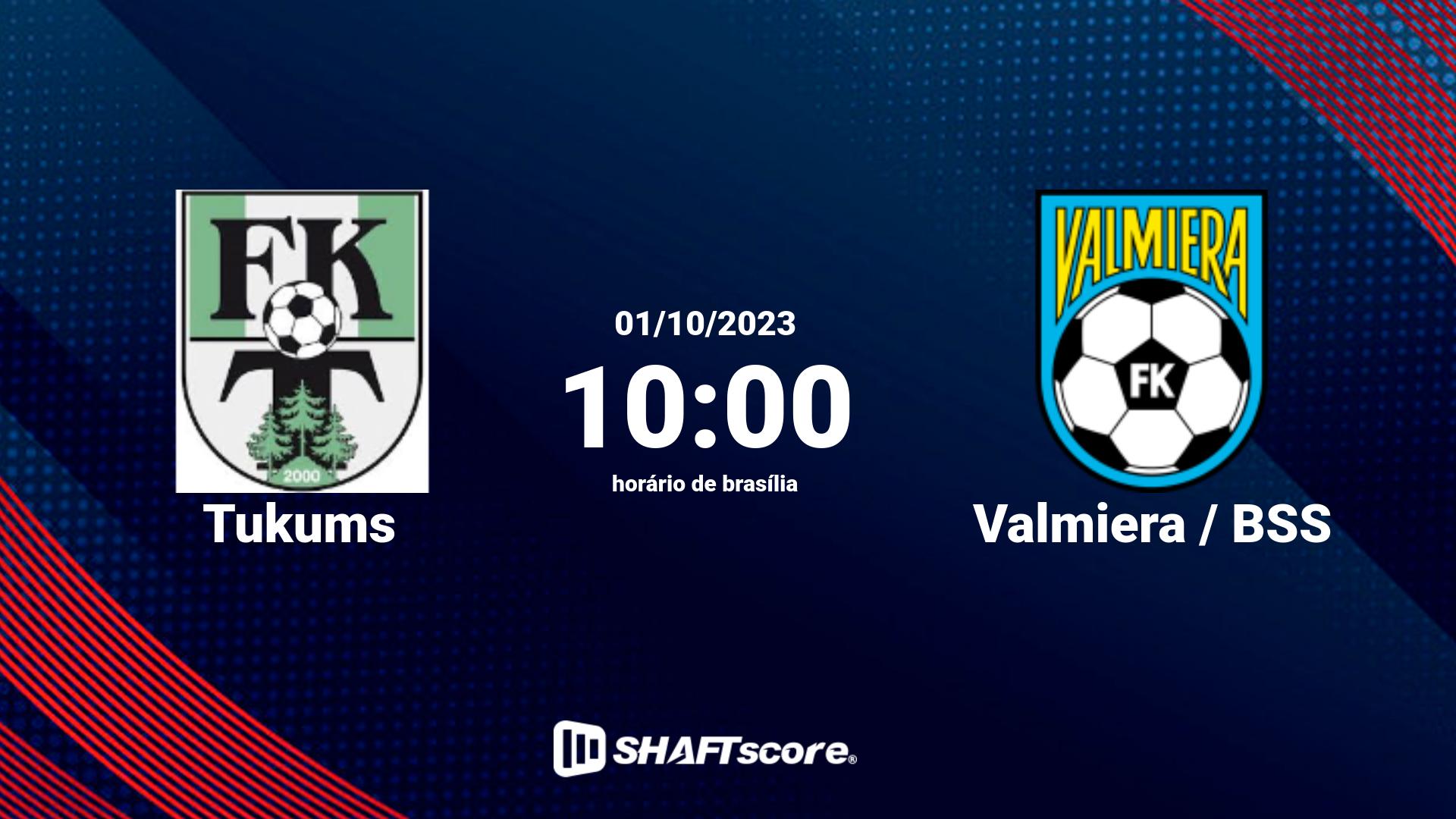 Estatísticas do jogo Tukums vs Valmiera / BSS 01.10 10:00