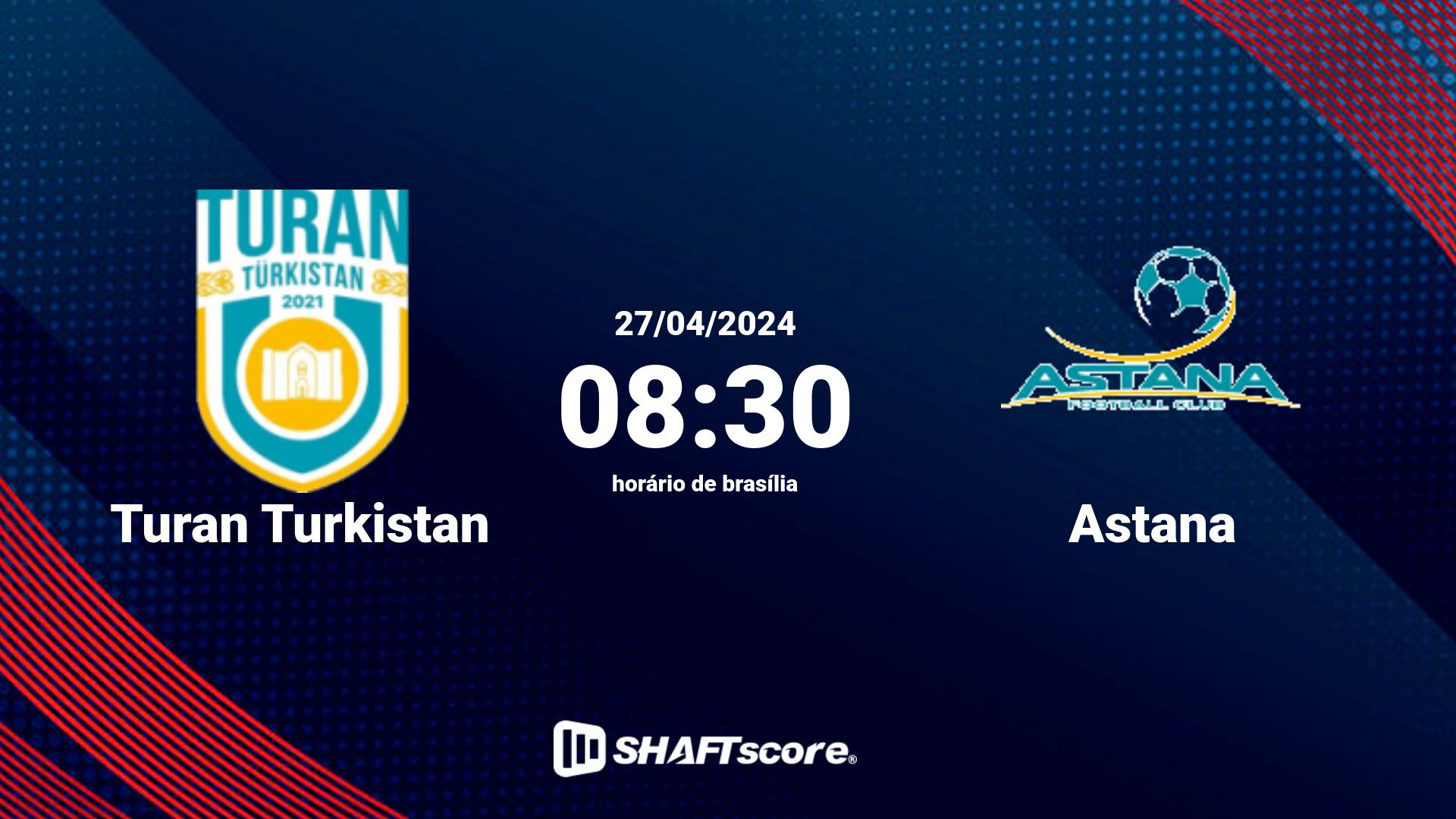 Estatísticas do jogo Turan Turkistan vs Astana 27.04 08:30