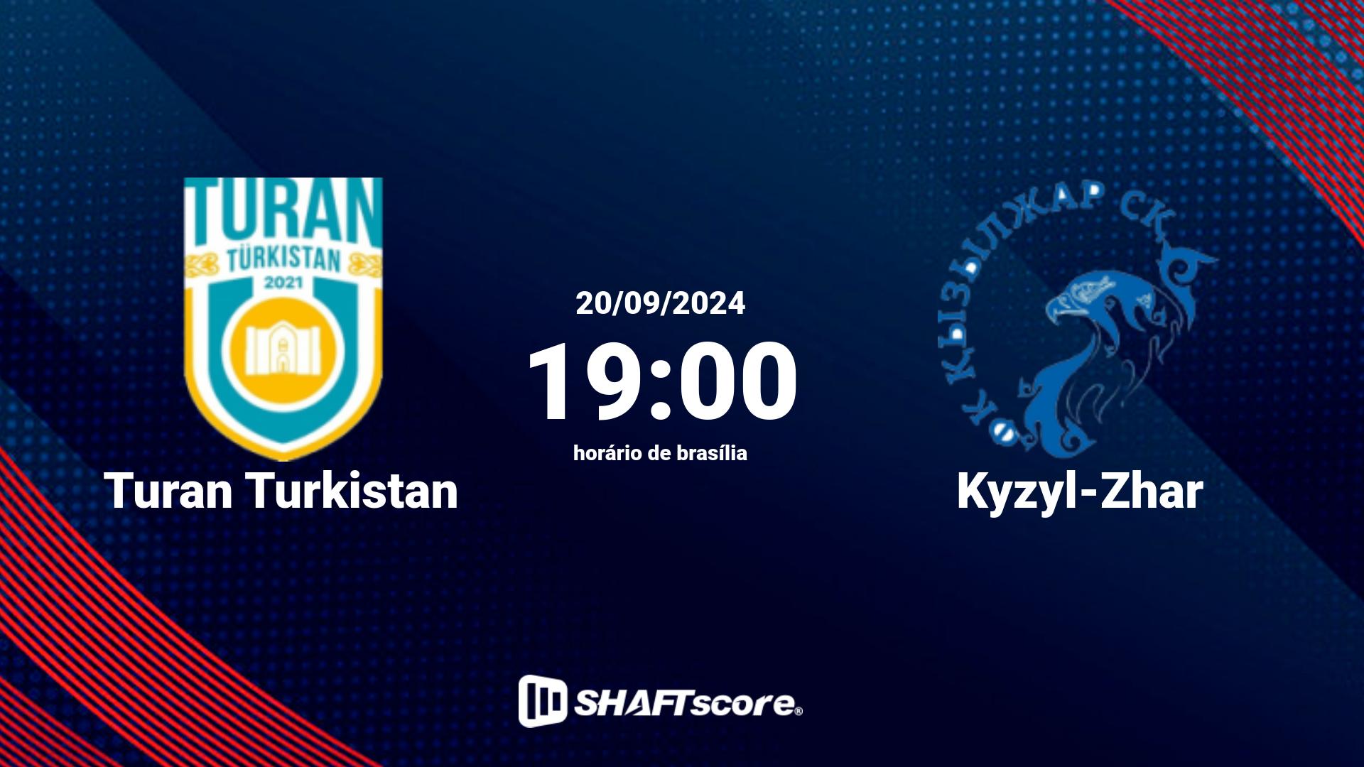 Estatísticas do jogo Turan Turkistan vs Kyzyl-Zhar 20.09 19:00