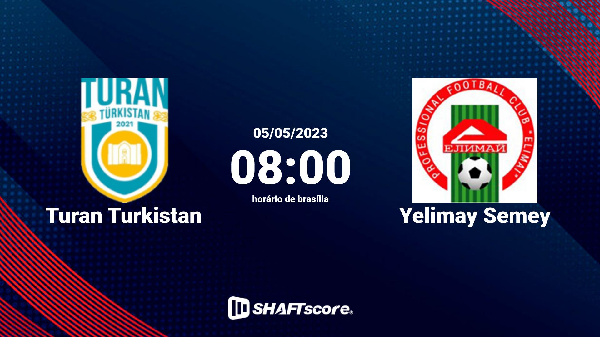 Estatísticas do jogo Turan Turkistan vs Yelimay Semey 05.05 08:00