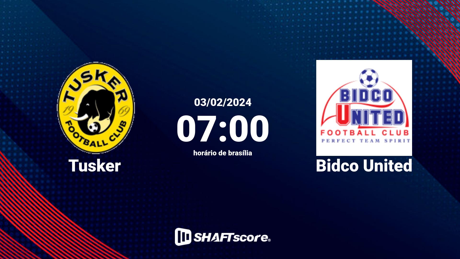 Estatísticas do jogo Tusker vs Bidco United 03.02 07:00