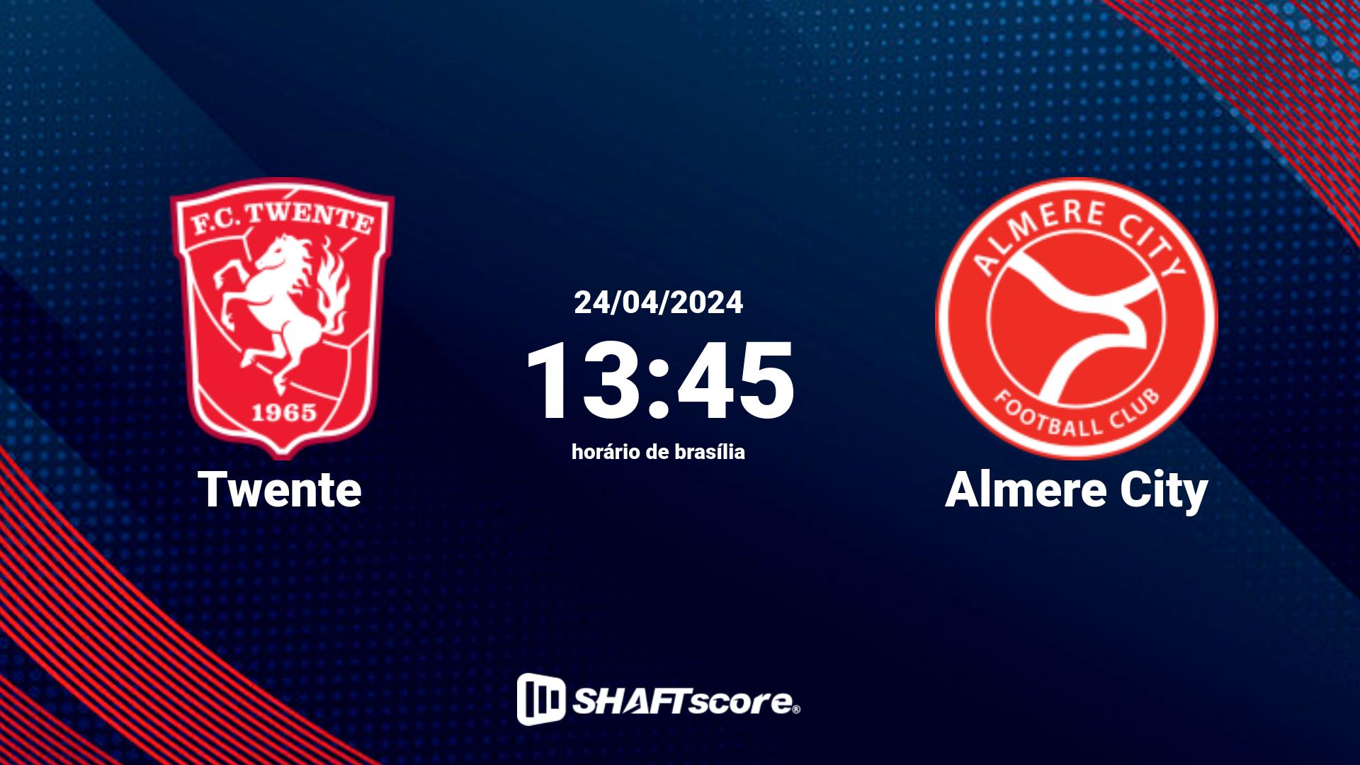 Estatísticas do jogo Twente vs Almere City 24.04 13:45