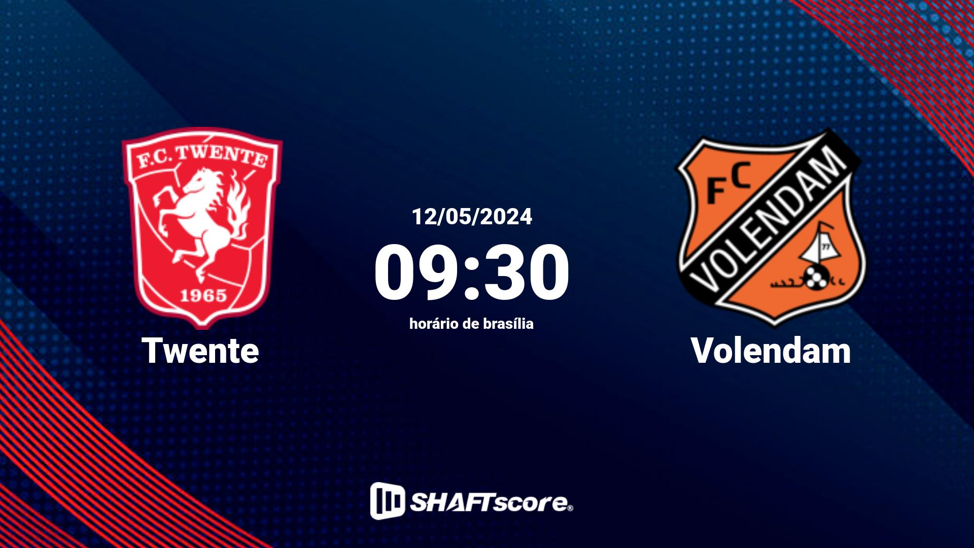 Estatísticas do jogo Twente vs Volendam 12.05 09:30