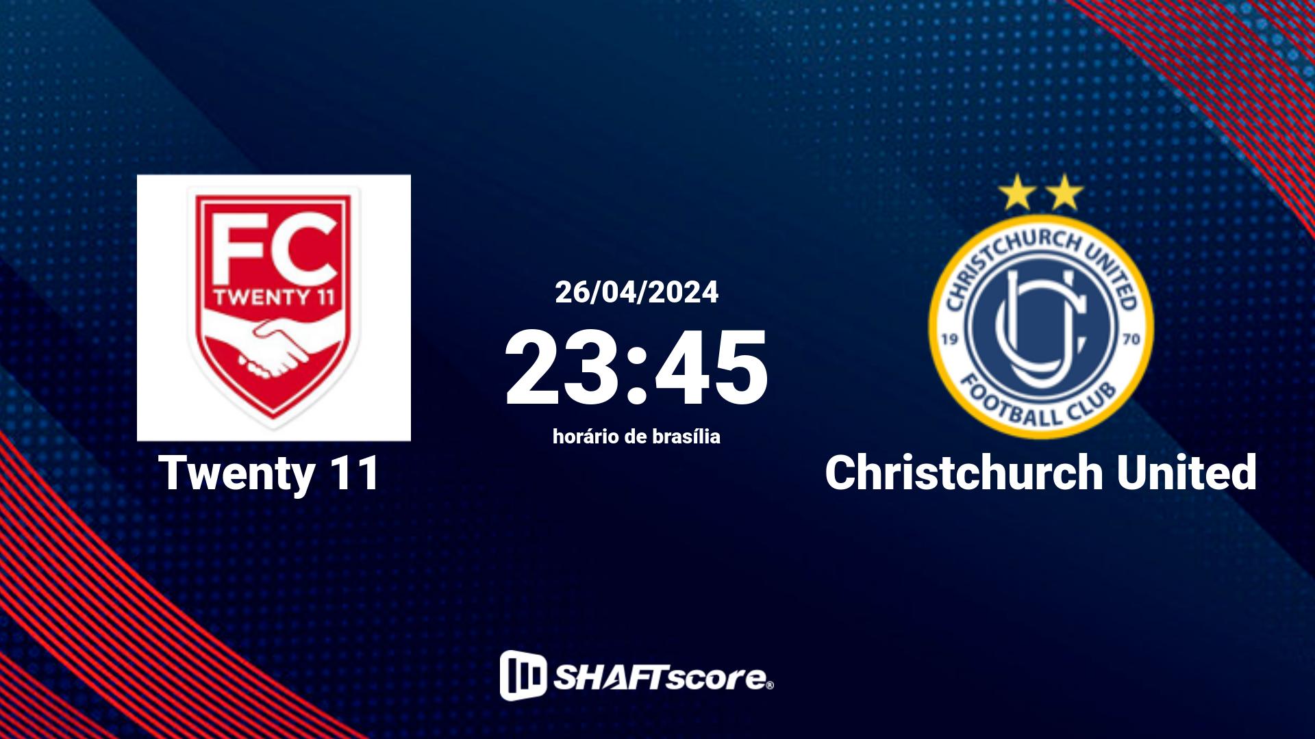 Estatísticas do jogo Twenty 11 vs Christchurch United 26.04 23:45