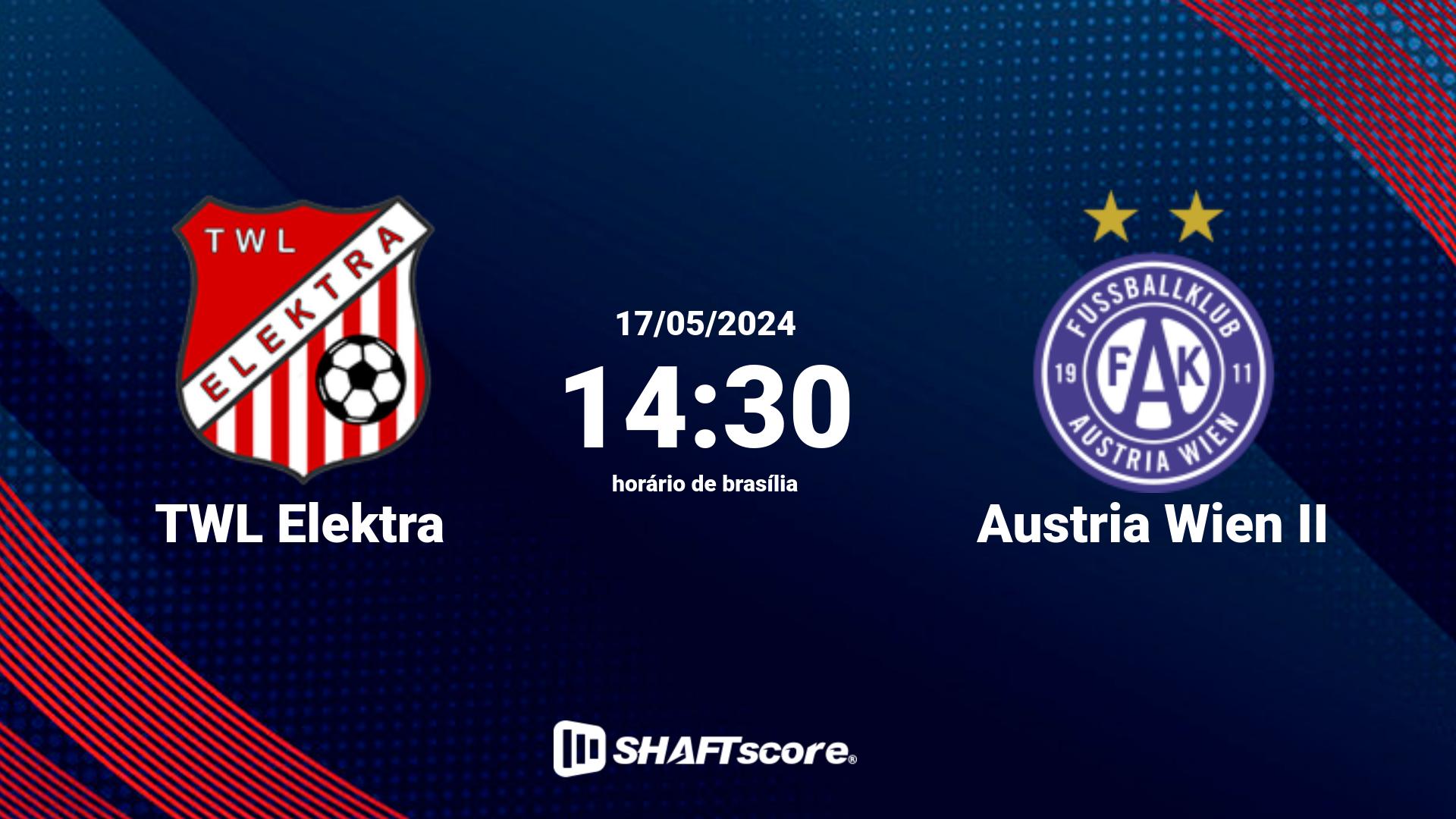 Estatísticas do jogo TWL Elektra vs Austria Wien II 17.05 14:30