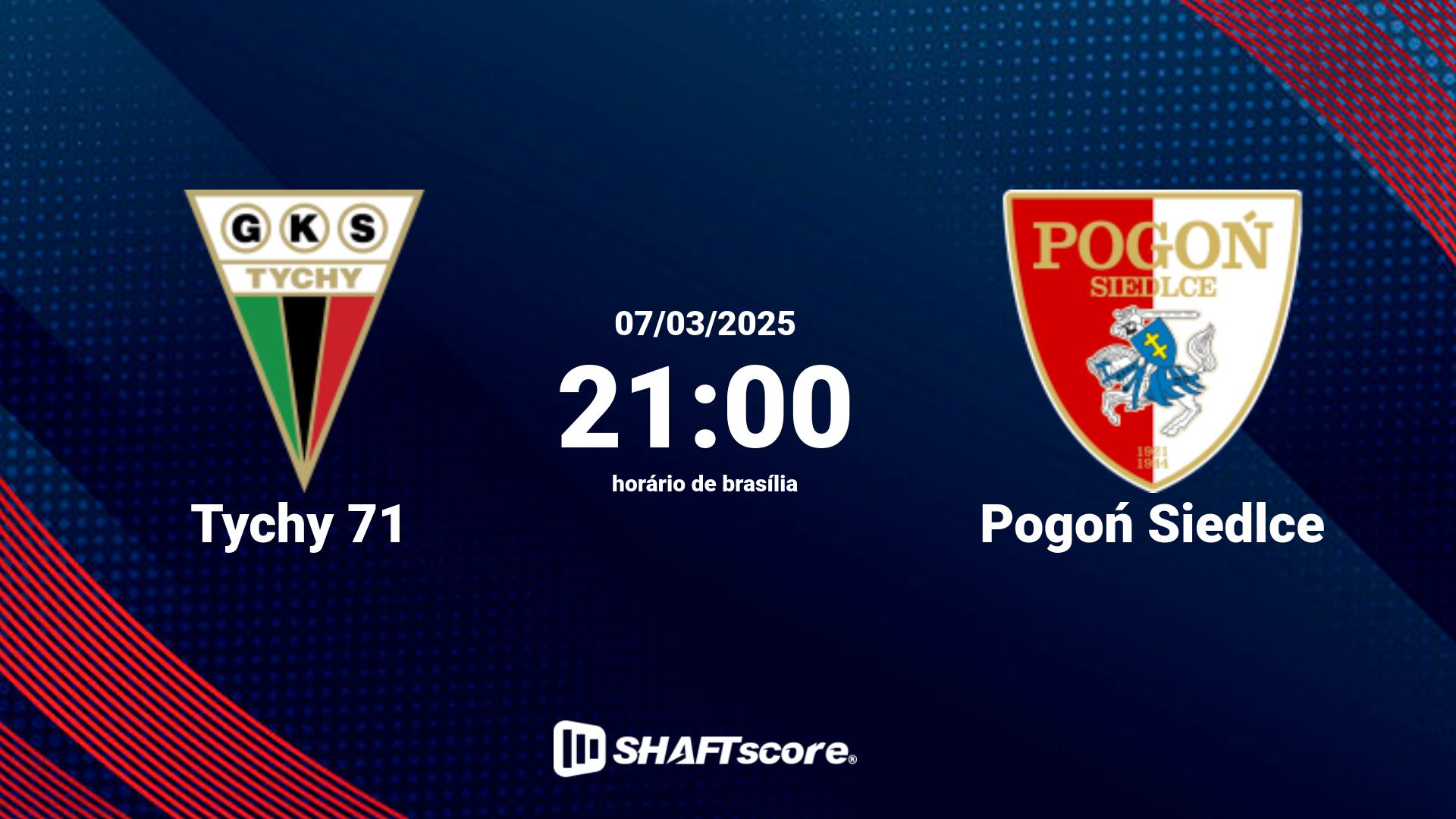 Estatísticas do jogo Tychy 71 vs Pogoń Siedlce 07.03 21:00