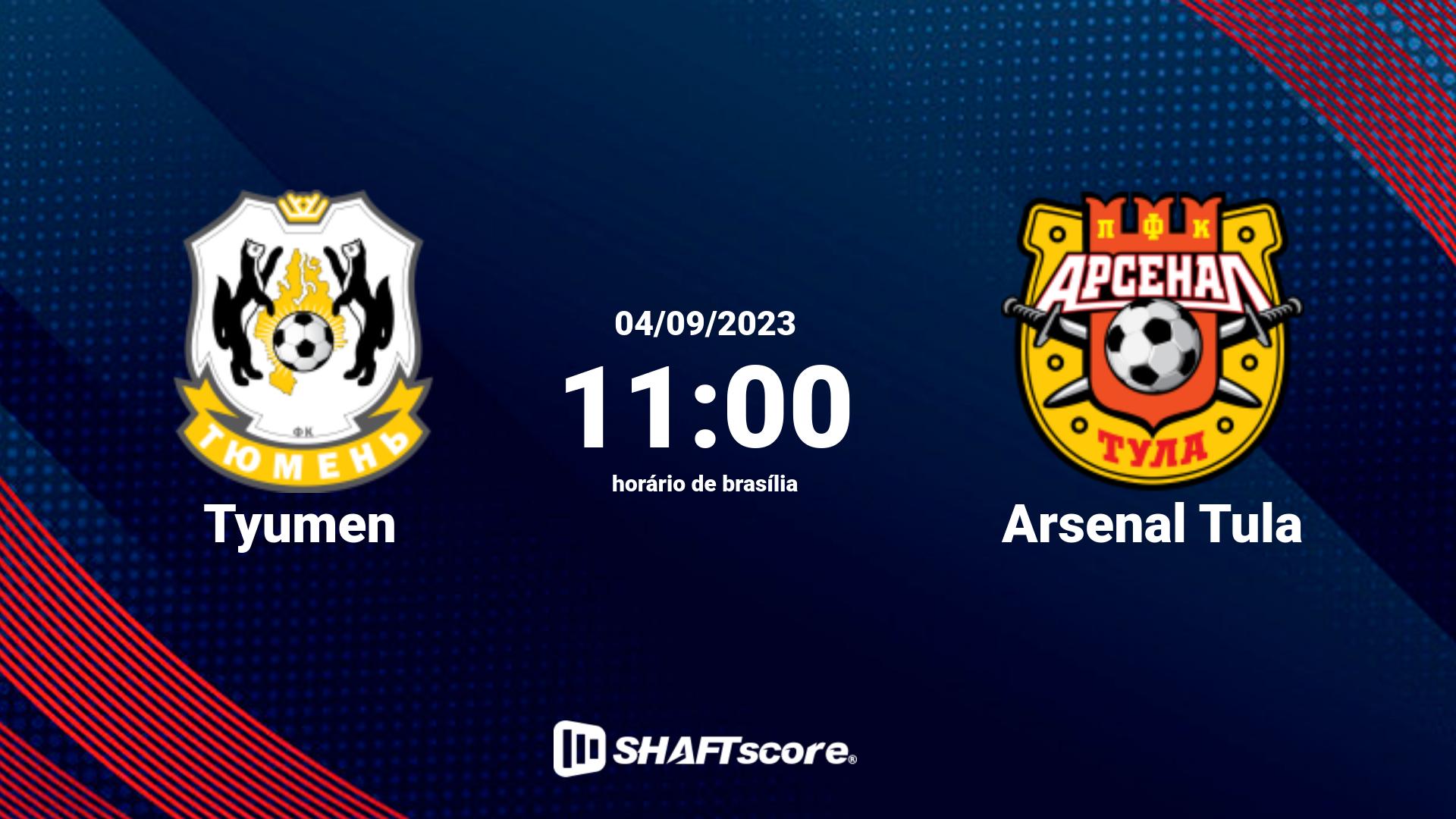 Estatísticas do jogo Tyumen vs Arsenal Tula 04.09 11:00