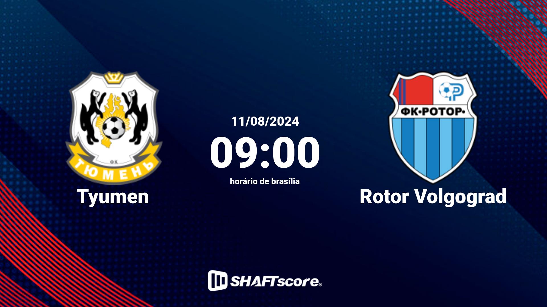 Estatísticas do jogo Tyumen vs Rotor Volgograd 11.08 09:00