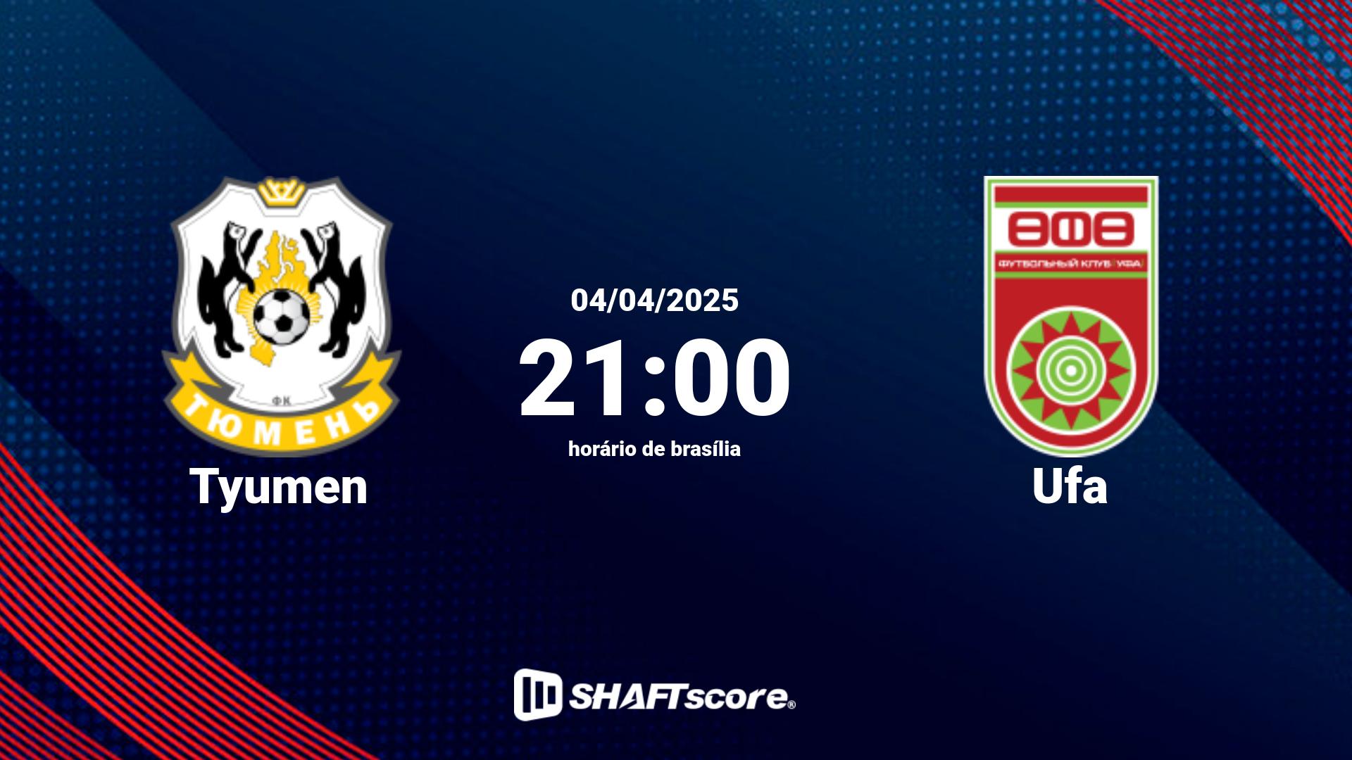 Estatísticas do jogo Tyumen vs Ufa 04.04 21:00