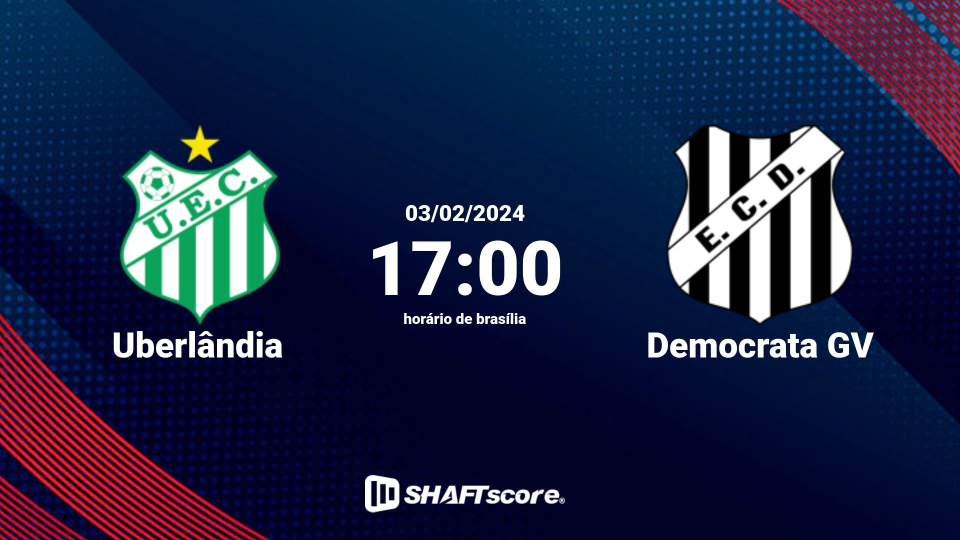 Estatísticas do jogo Uberlândia vs Democrata GV 03.02 17:00