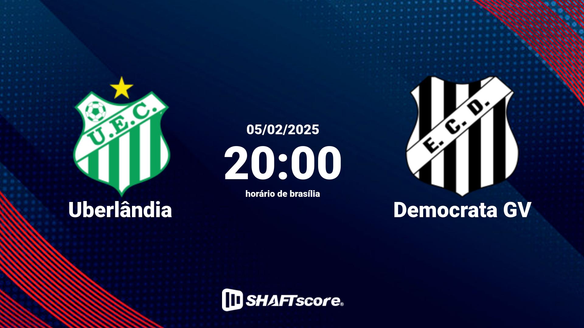 Estatísticas do jogo Uberlândia vs Democrata GV 05.02 20:00