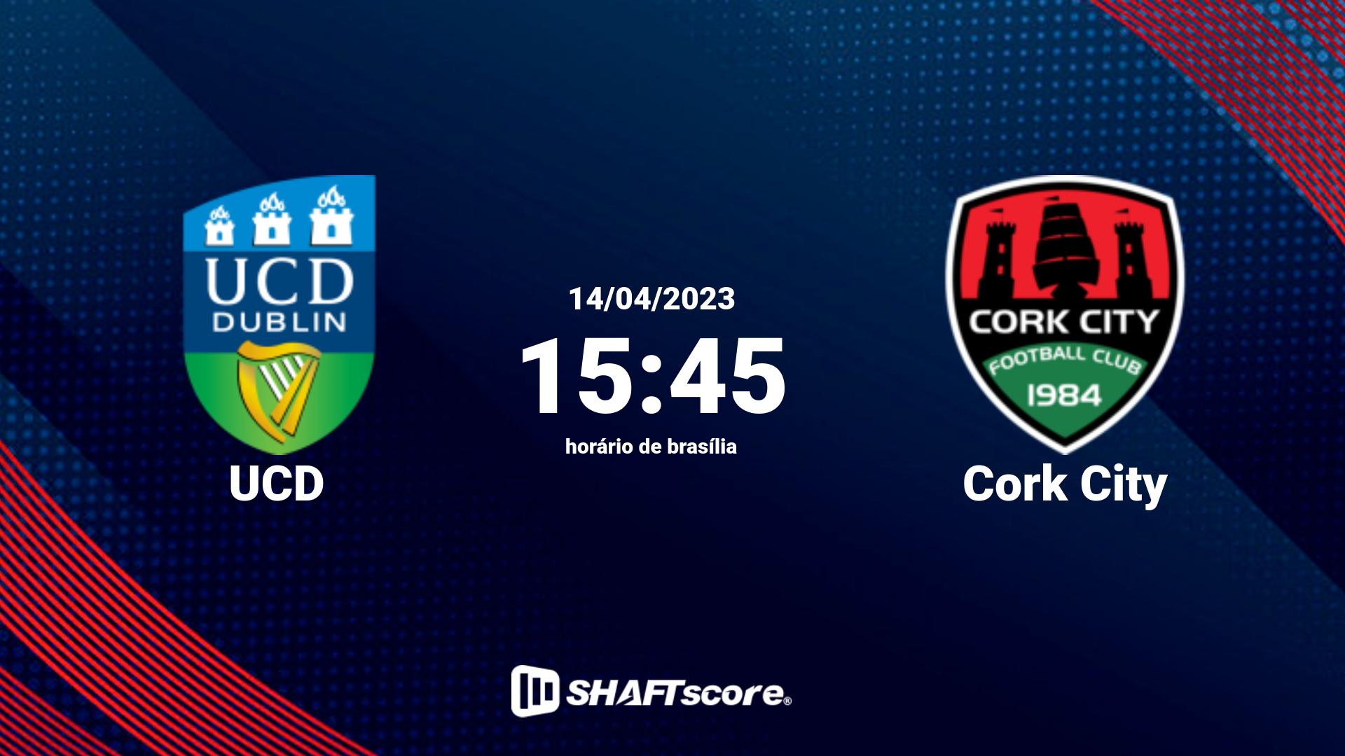 Estatísticas do jogo UCD vs Cork City 14.04 15:45