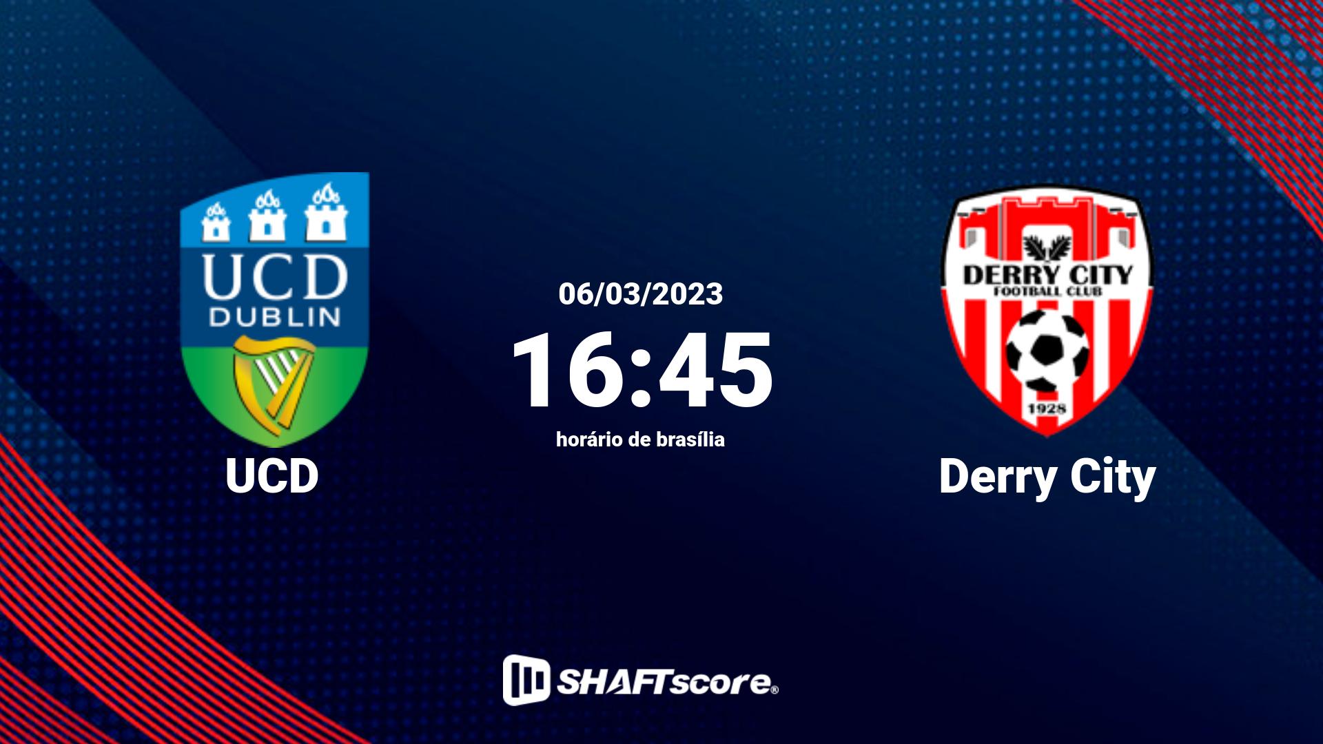 Estatísticas do jogo UCD vs Derry City 06.03 16:45