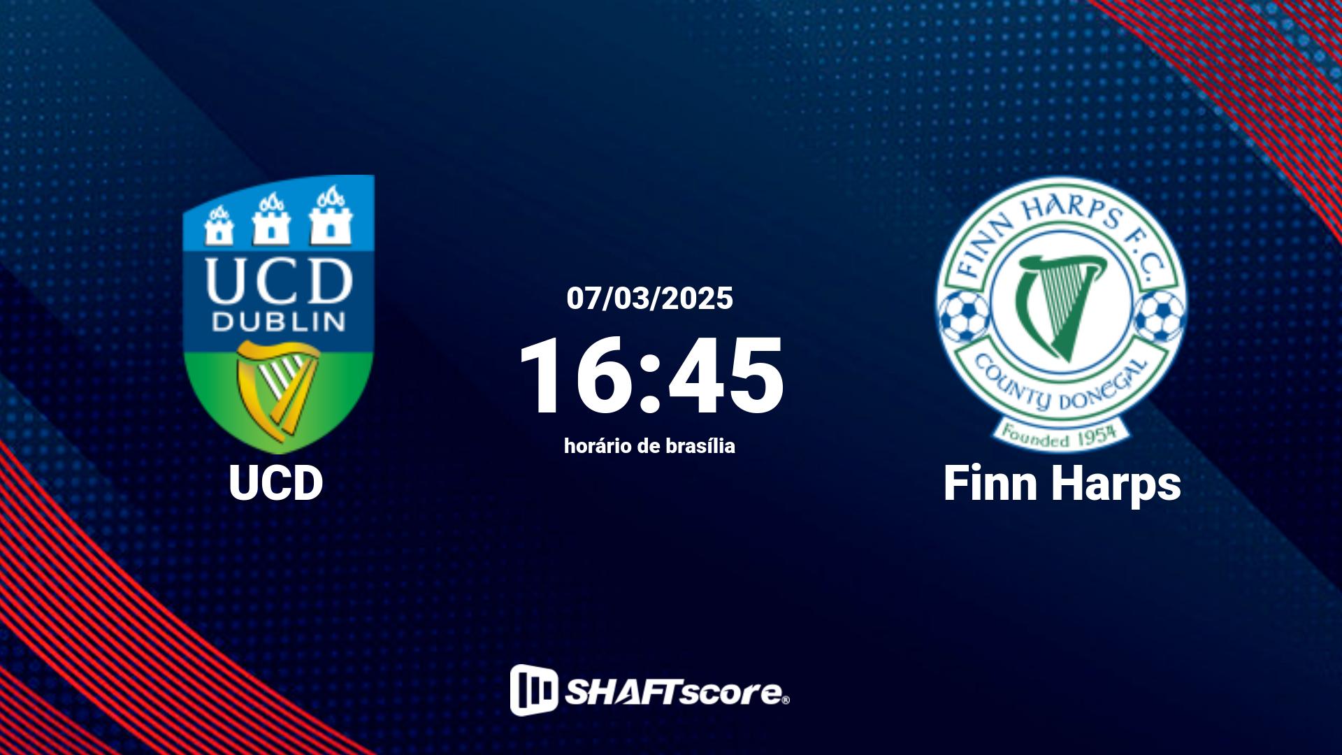 Estatísticas do jogo UCD vs Finn Harps 07.03 16:45