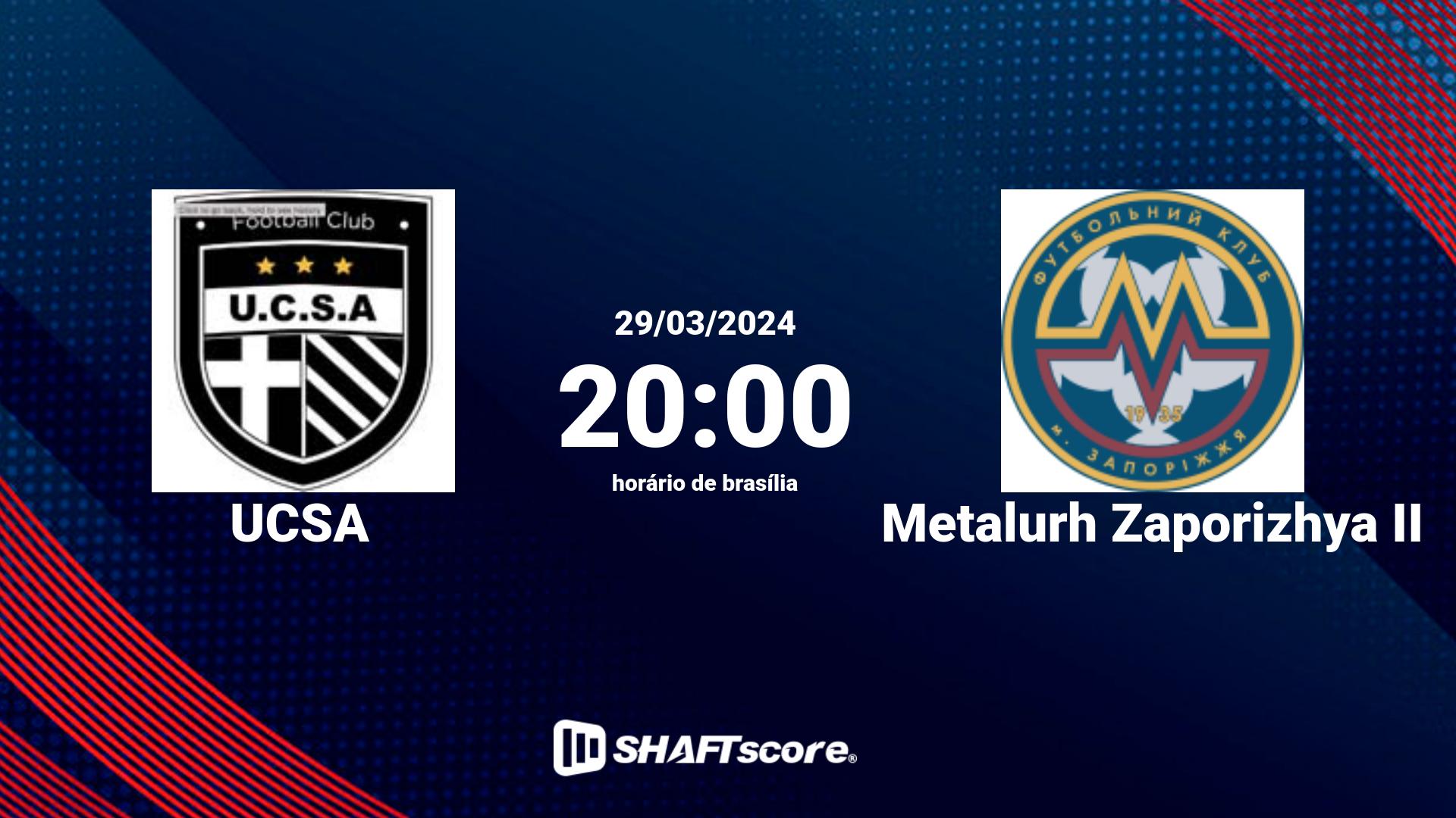 Estatísticas do jogo UCSA vs Metalurh Zaporizhya II 29.03 21:00