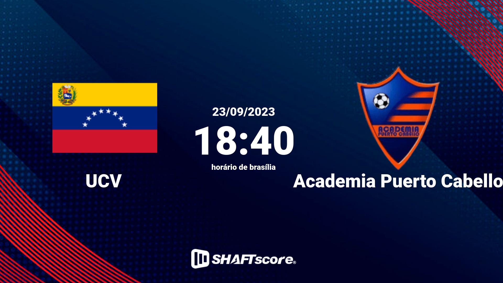 Estatísticas do jogo UCV vs Academia Puerto Cabello 23.09 18:40