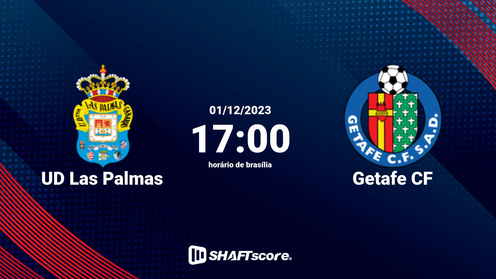 Estatísticas do jogo UD Las Palmas vs Getafe CF 01.12 17:00