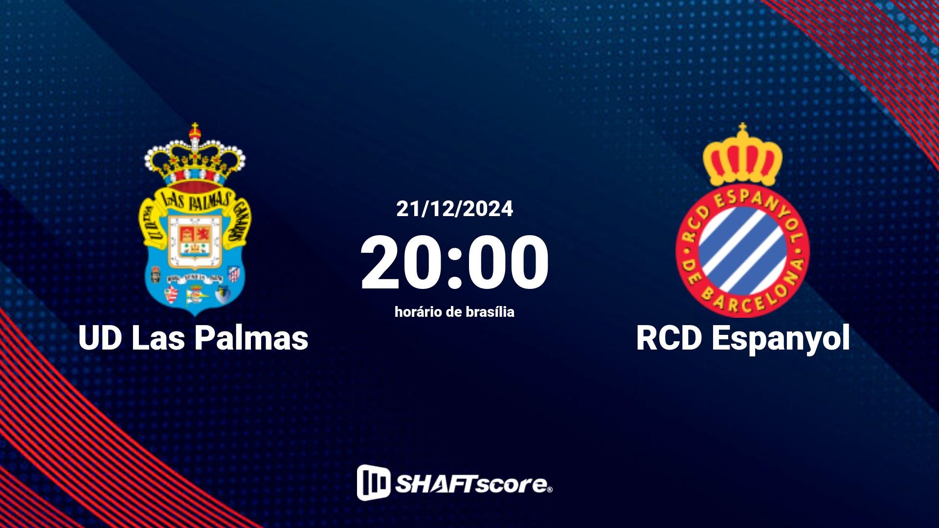 Estatísticas do jogo UD Las Palmas vs RCD Espanyol 22.12 14:30