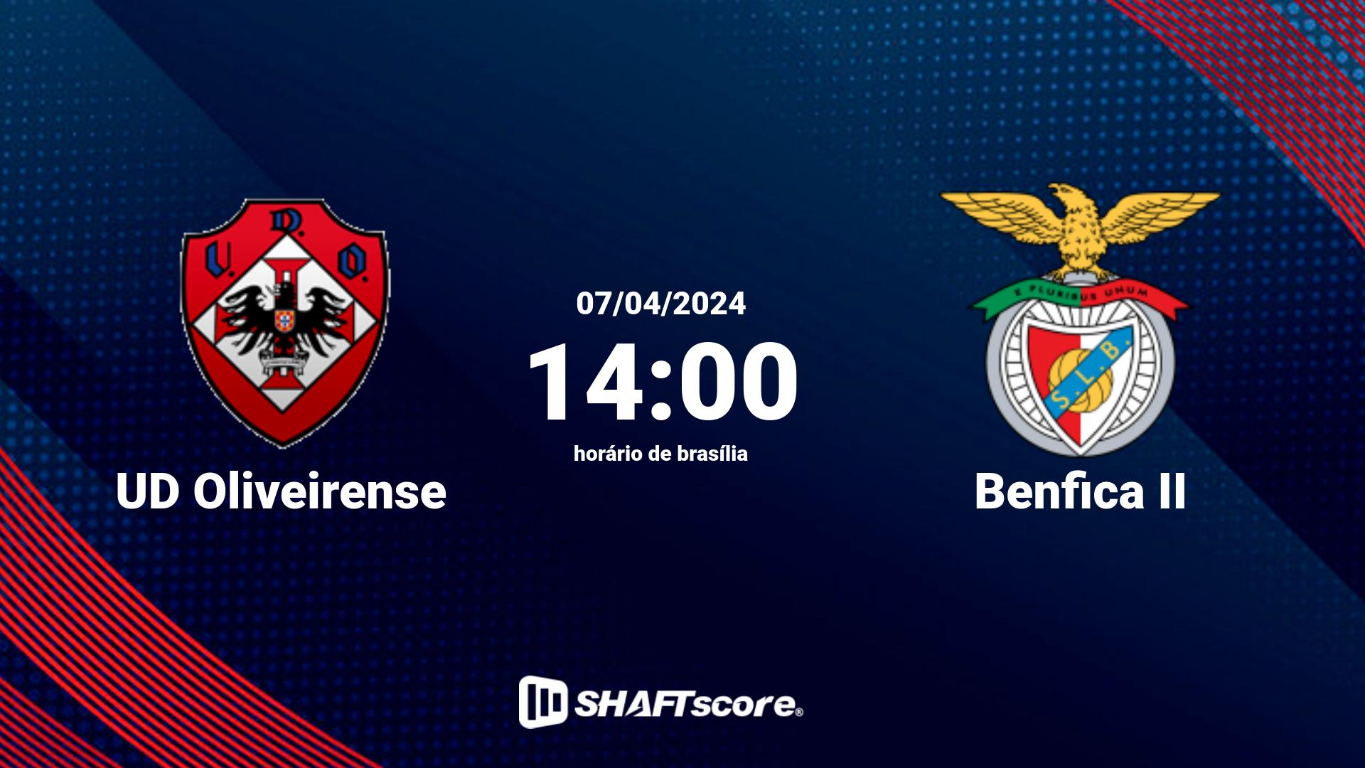 Estatísticas do jogo UD Oliveirense vs Benfica II 07.04 14:00