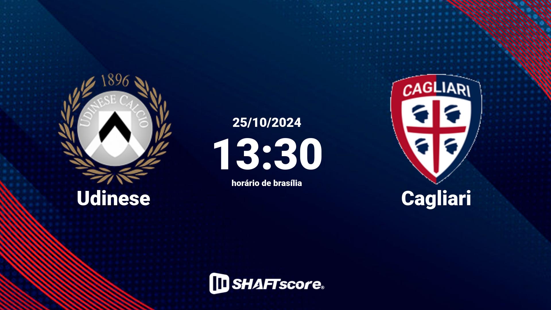 Estatísticas do jogo Udinese vs Cagliari 25.10 13:30