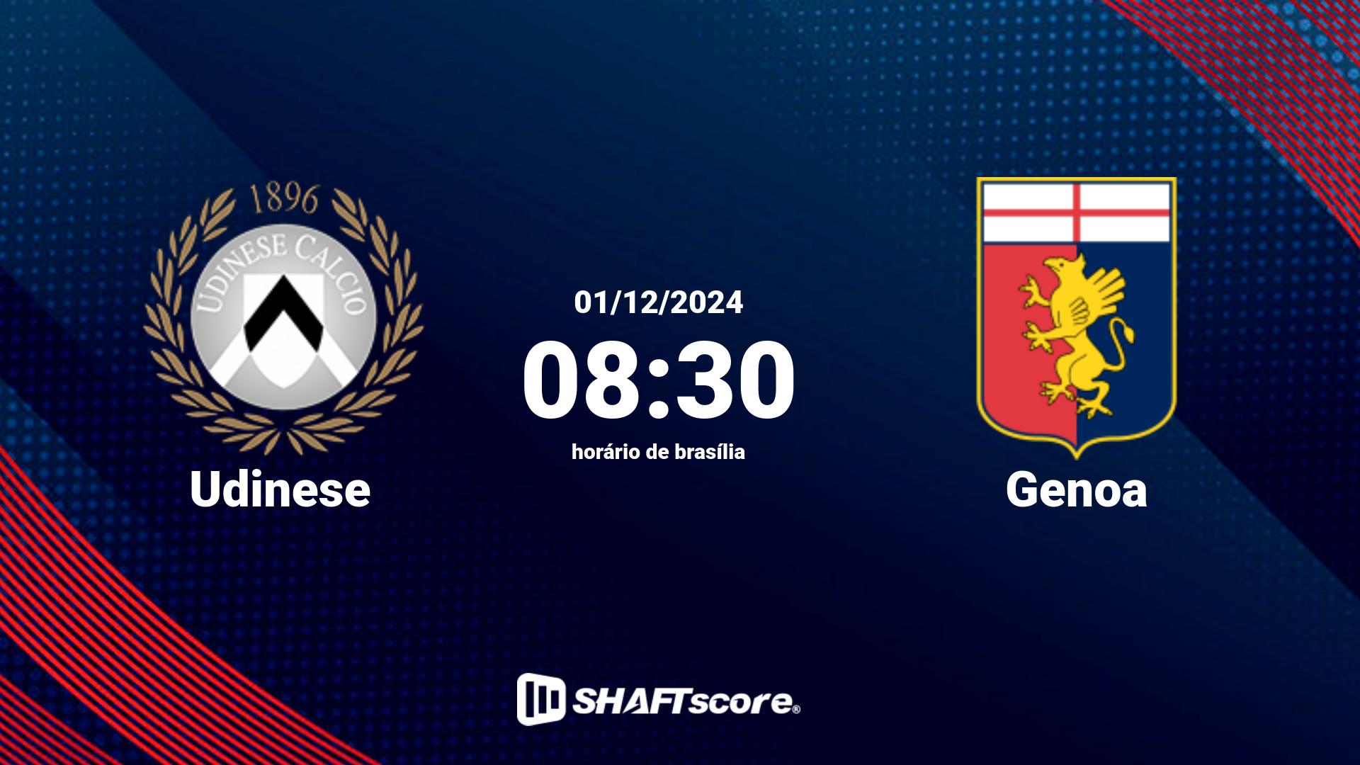 Estatísticas do jogo Udinese vs Genoa 01.12 08:30