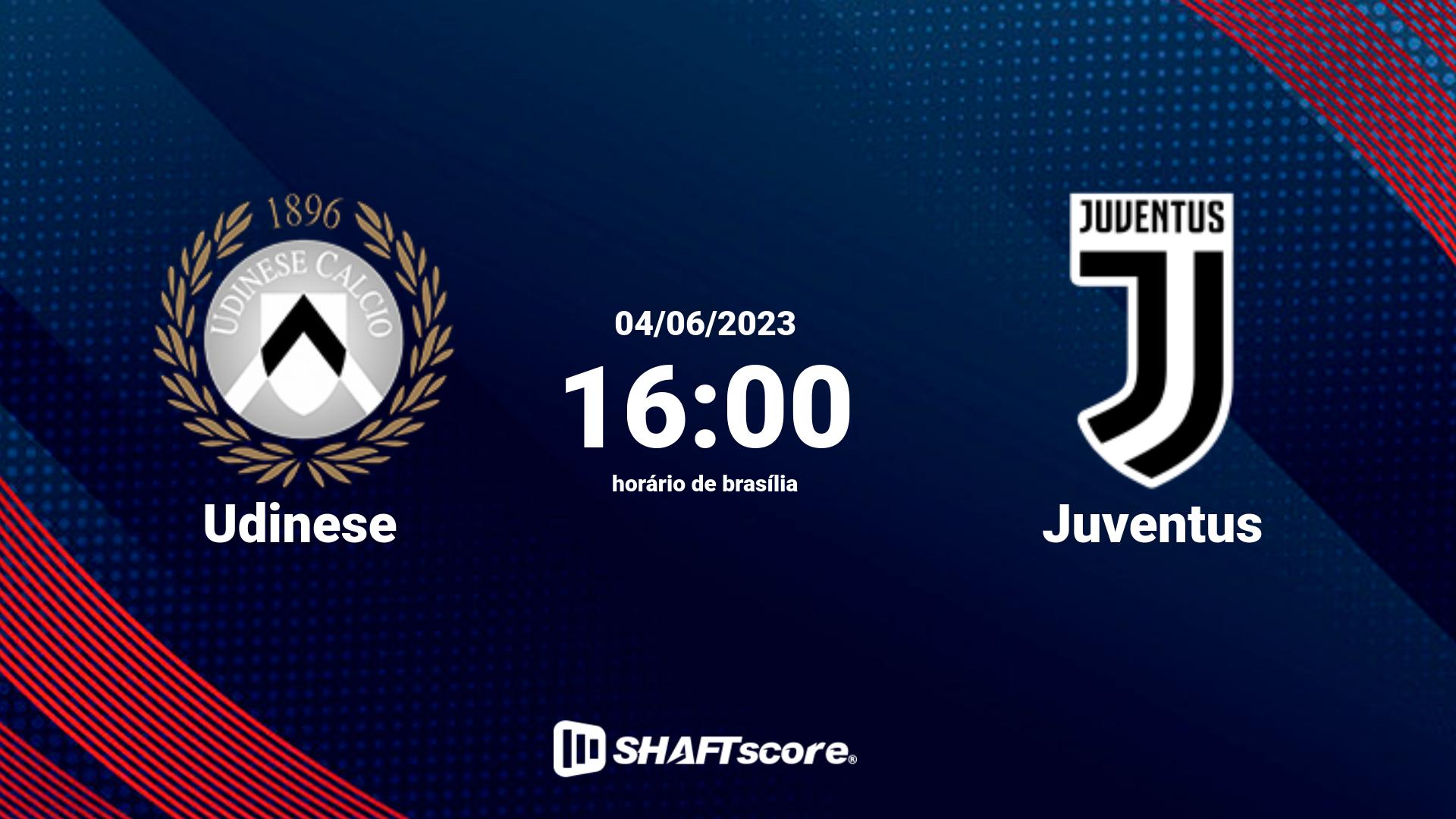 Estatísticas do jogo Udinese vs Juventus 04.06 16:00