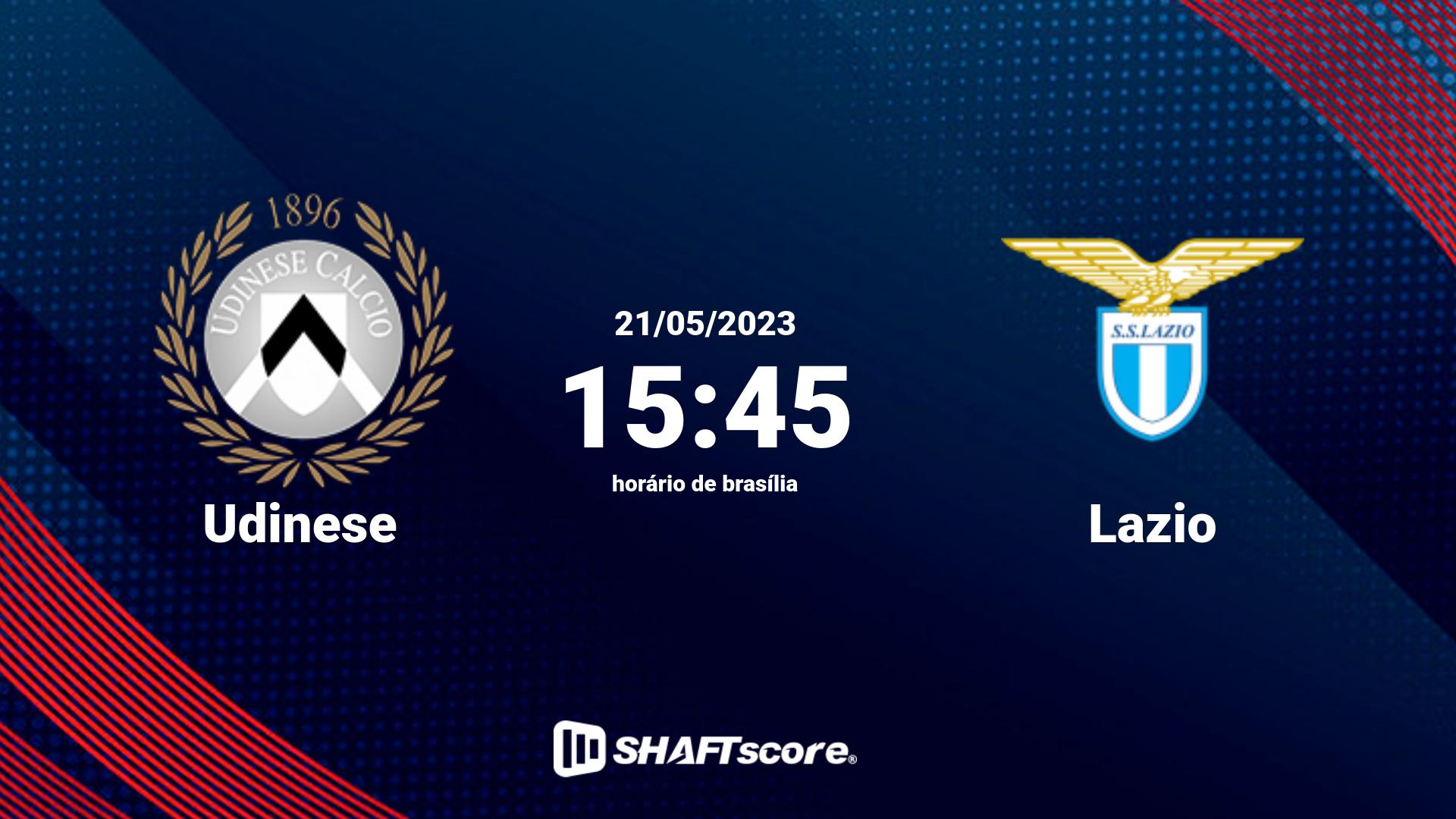 Estatísticas do jogo Udinese vs Lazio 21.05 15:45