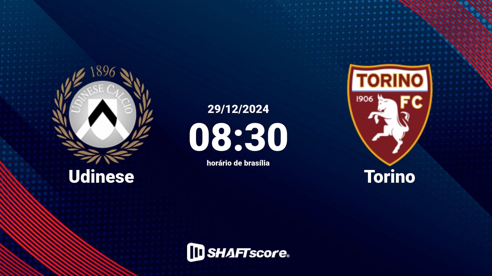 Estatísticas do jogo Udinese vs Torino 29.12 08:30