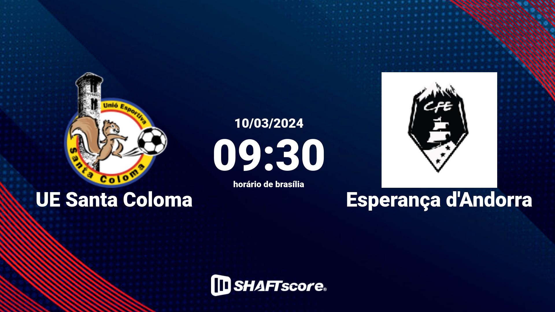 Estatísticas do jogo UE Santa Coloma vs Esperança d'Andorra 10.03 09:30