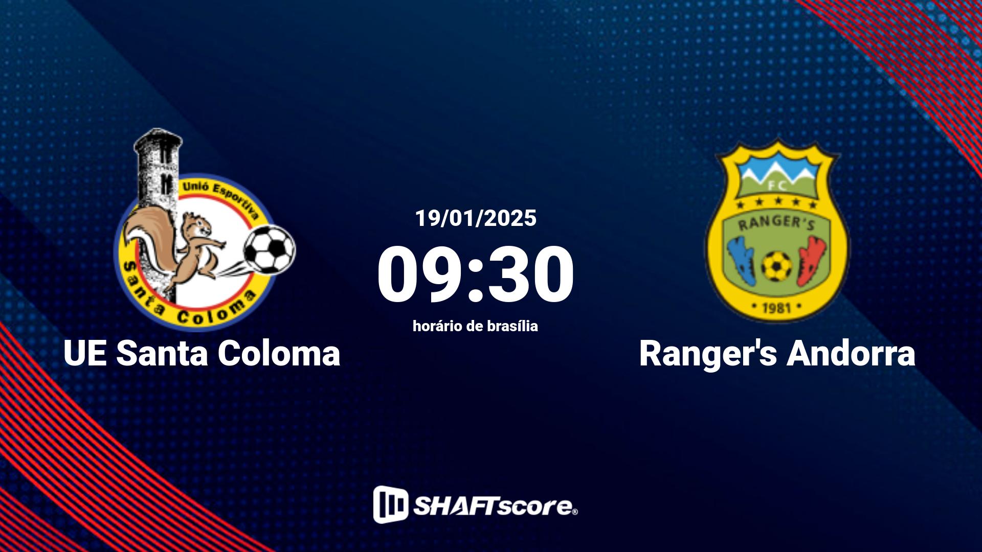 Estatísticas do jogo UE Santa Coloma vs Ranger's Andorra 19.01 09:30