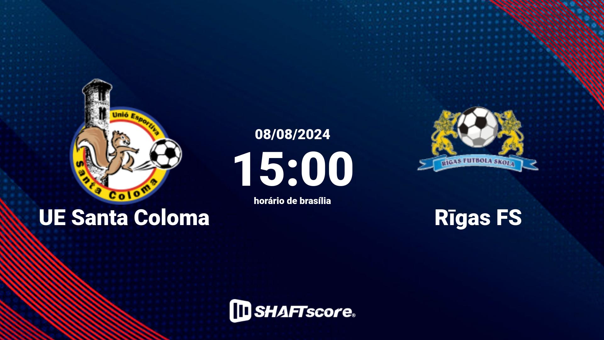 Estatísticas do jogo UE Santa Coloma vs Rīgas FS 08.08 15:00