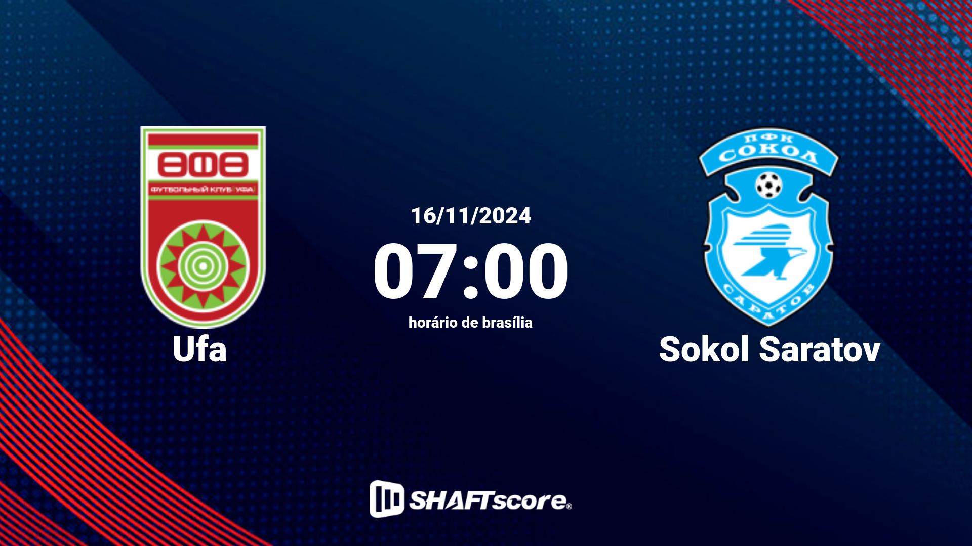 Estatísticas do jogo Ufa vs Sokol Saratov 16.11 07:00