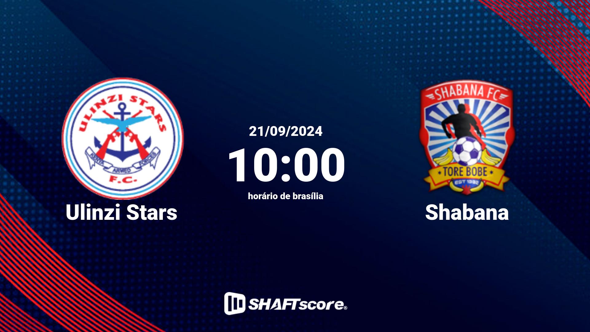 Estatísticas do jogo Ulinzi Stars vs Shabana 21.09 10:00