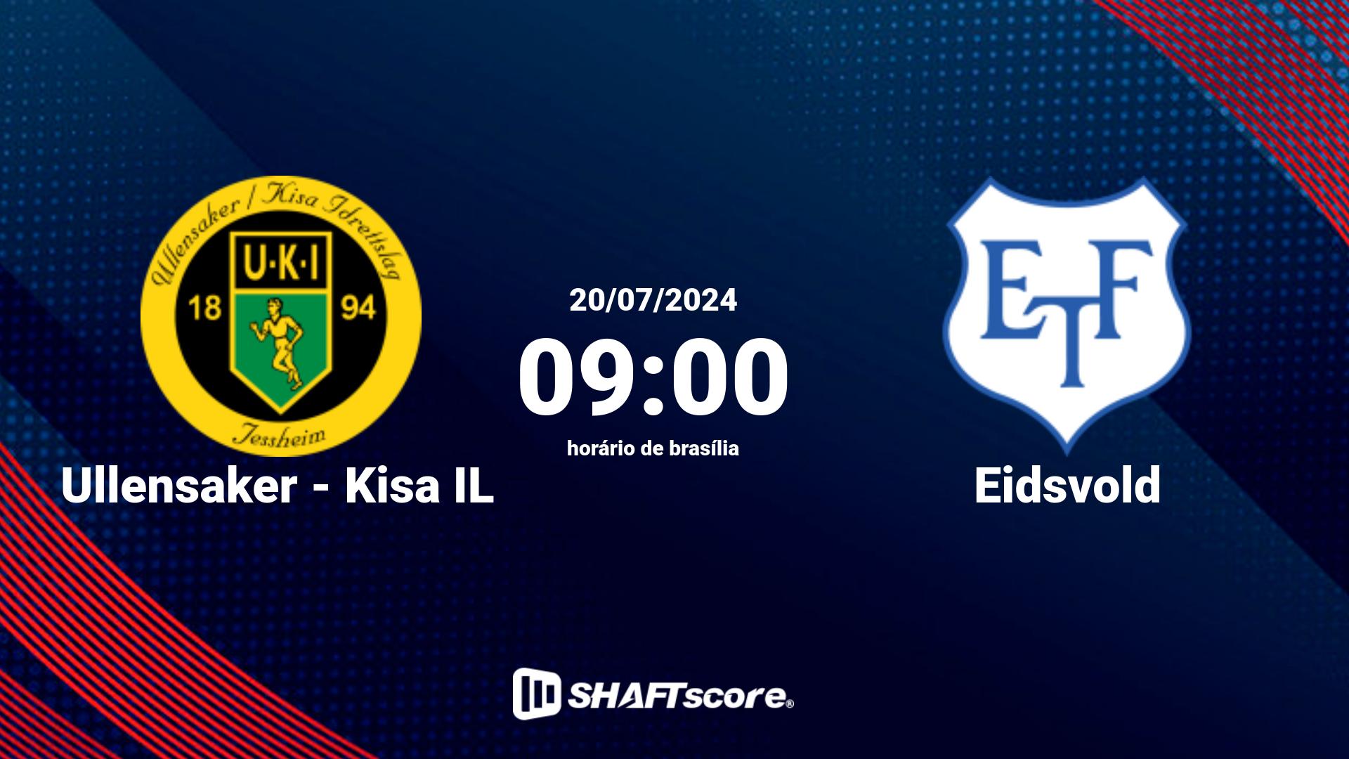 Estatísticas do jogo Ullensaker - Kisa IL vs Eidsvold 20.07 09:00