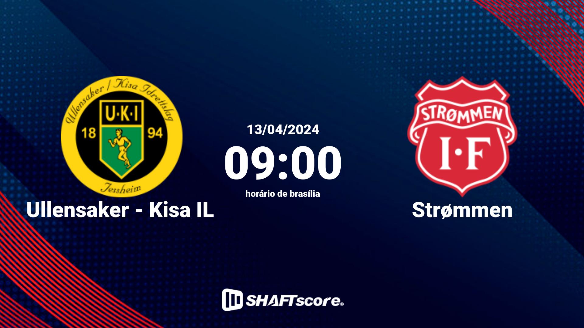 Estatísticas do jogo Ullensaker - Kisa IL vs Strømmen 13.04 09:00